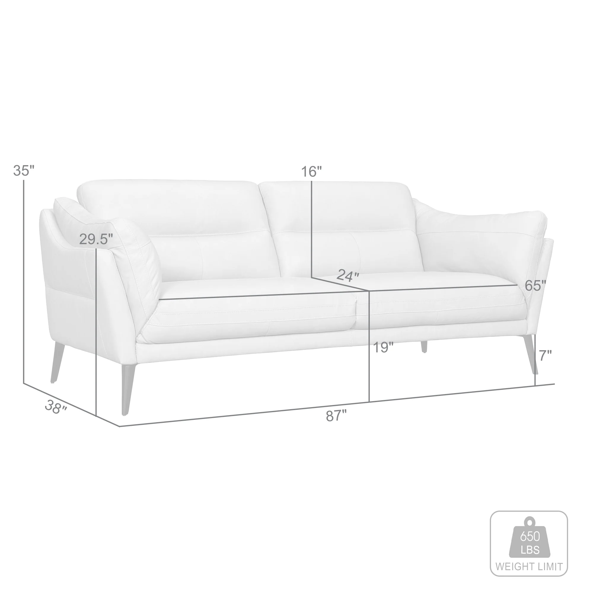 Franz Mint Leather Sofa By Armen Living - Image 8
