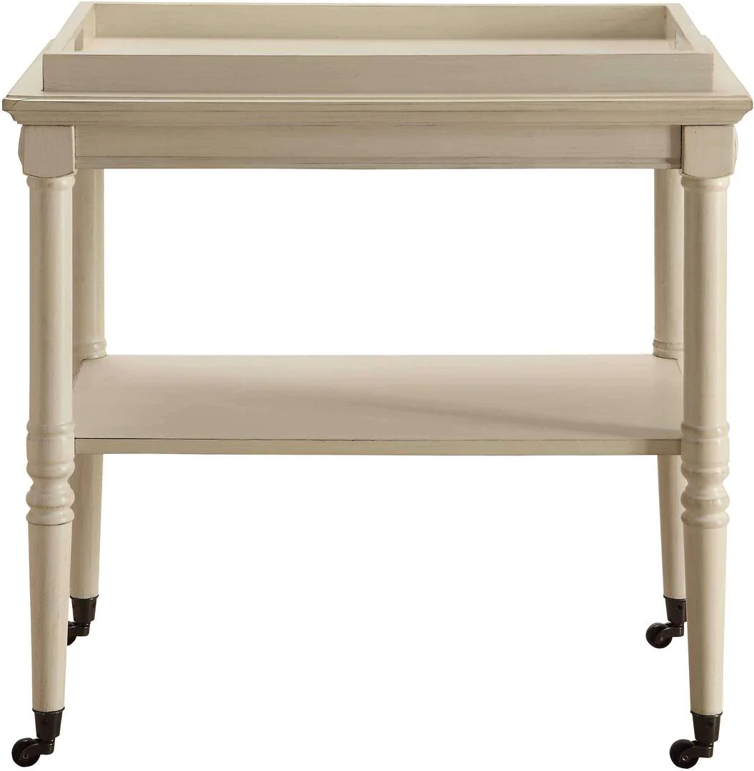 French Style Antique White Trolley Table By Homeroots - Image 3