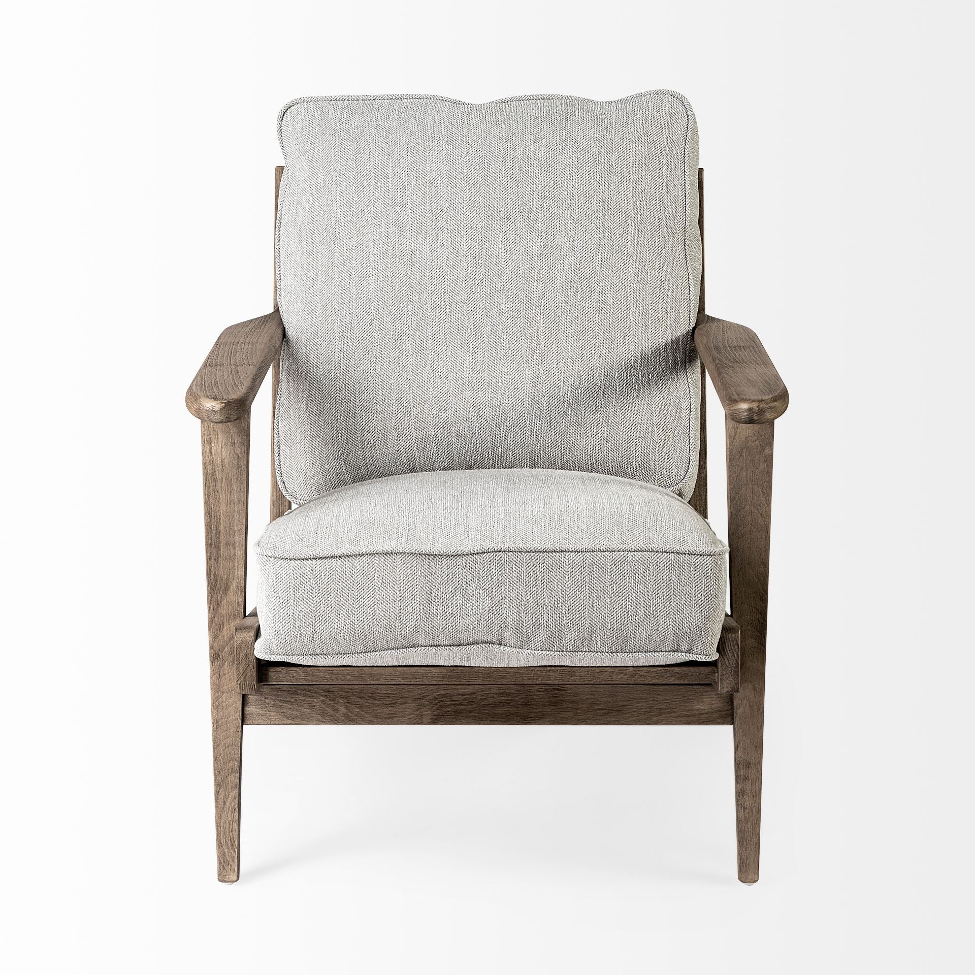 Frost Grey Fabric Wrapped Honey Wooden Frame Accent Chair By Homeroots - Image 2