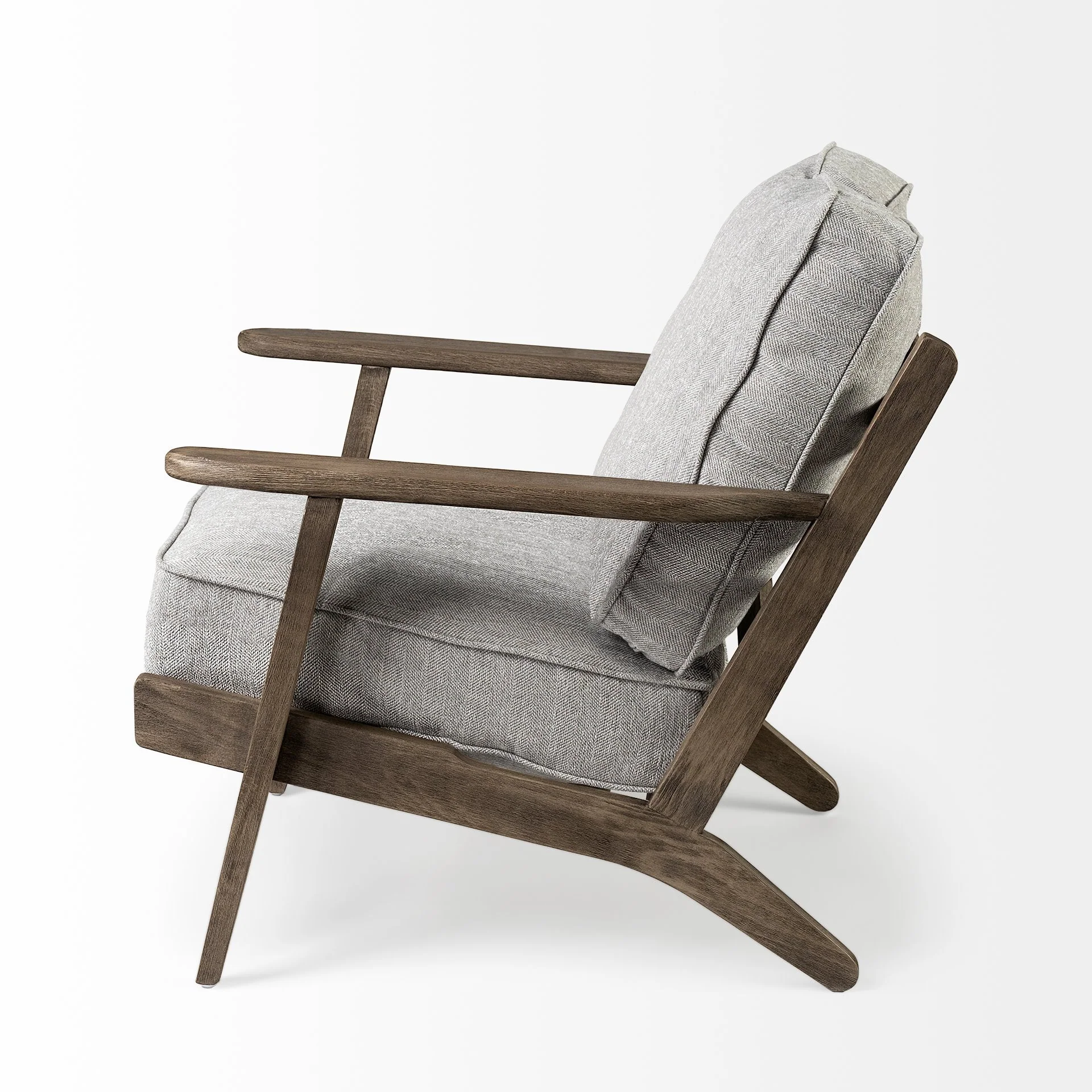 Frost Grey Fabric Wrapped Honey Wooden Frame Accent Chair By Homeroots - Image 3