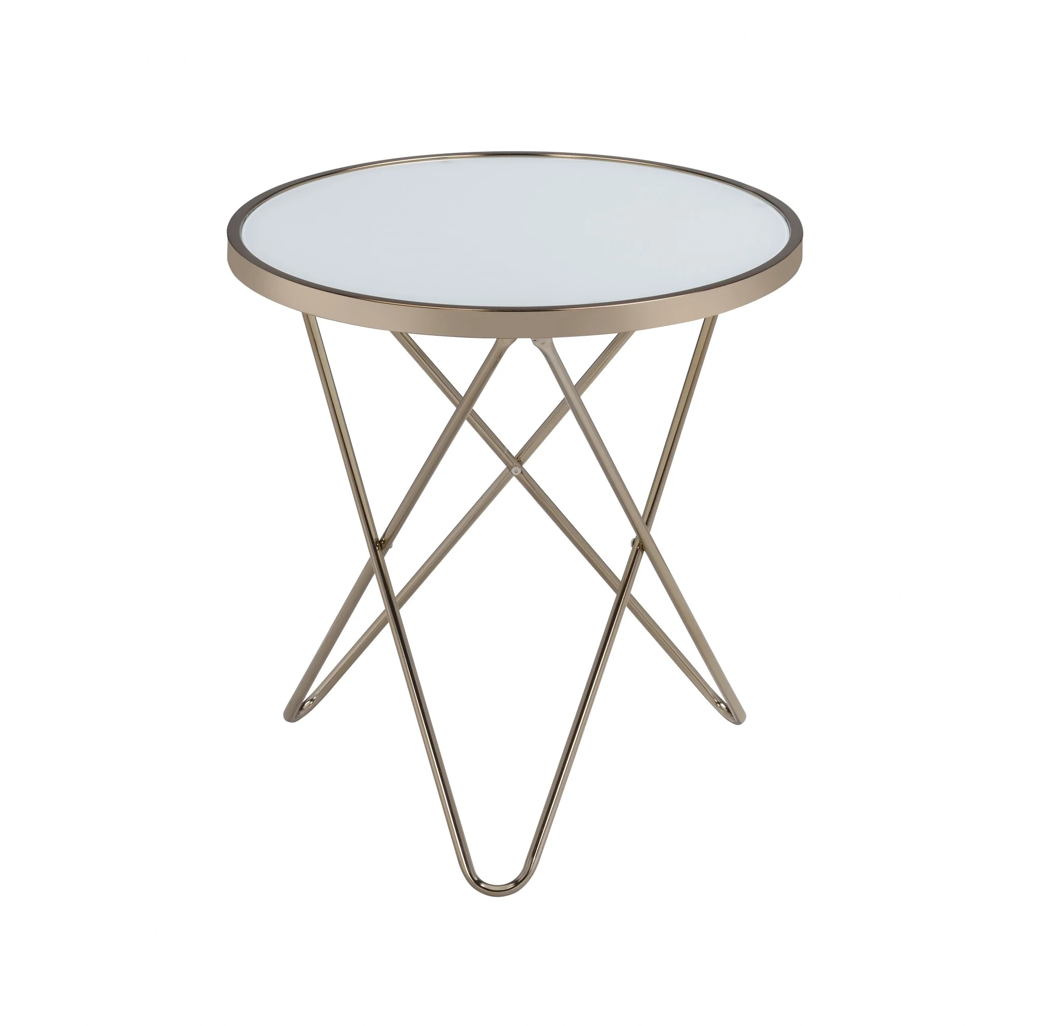 Frosted Glass And Champagne End Table By Homeroots - Image 2