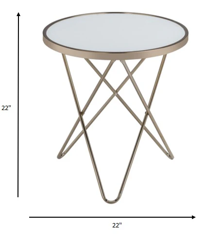 Frosted Glass And Champagne End Table By Homeroots - Image 3