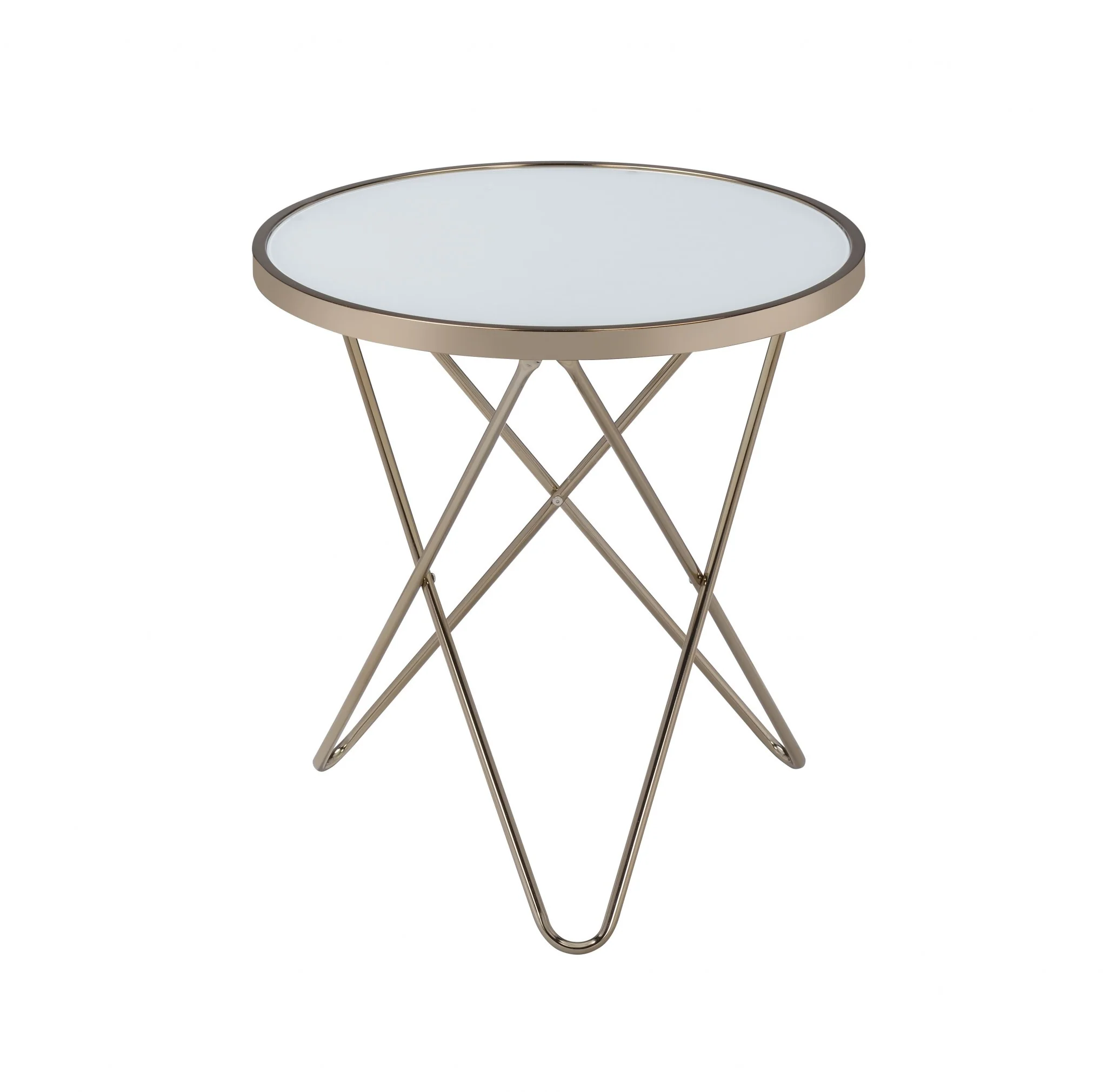Frosted Glass And Champagne End Table By Homeroots - Image 4