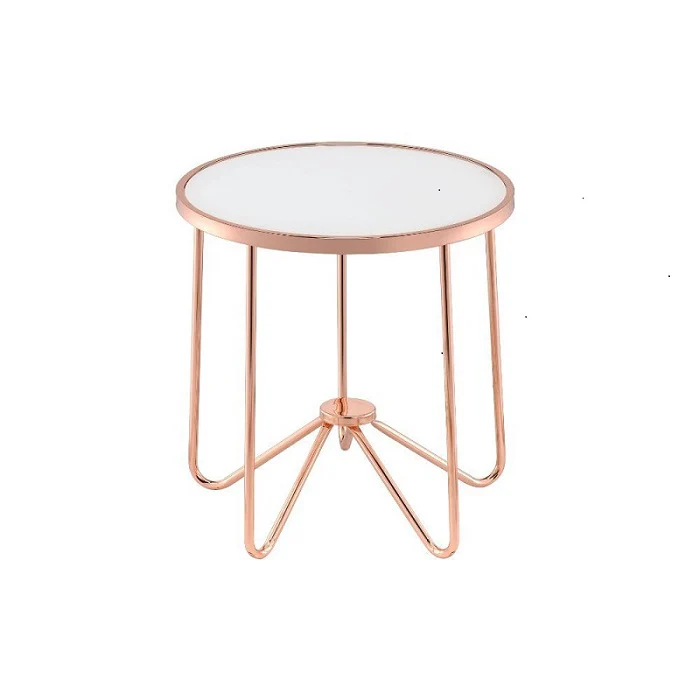 Frosted Glass And Rose Gold End Table By Homeroots - Image 2