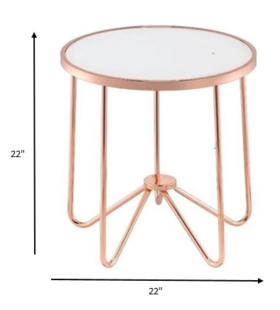 Frosted Glass And Rose Gold End Table By Homeroots - Image 5