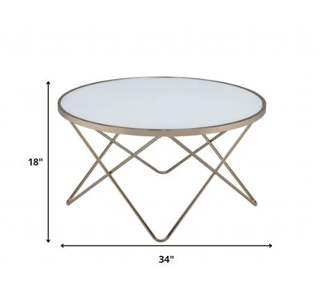 Frosted Glass Champagne Coffee Table By Homeroots - Image 2