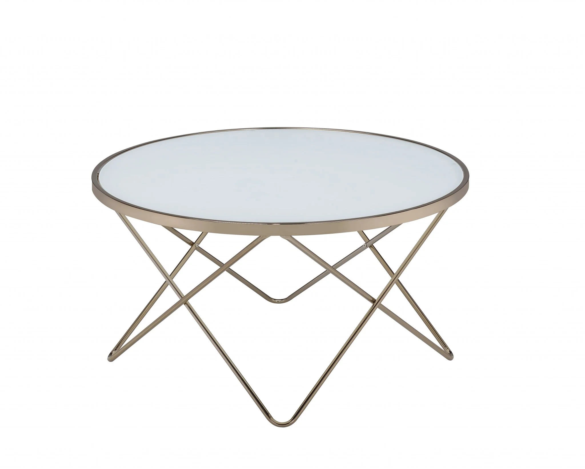 Frosted Glass Champagne Coffee Table By Homeroots - Image 3
