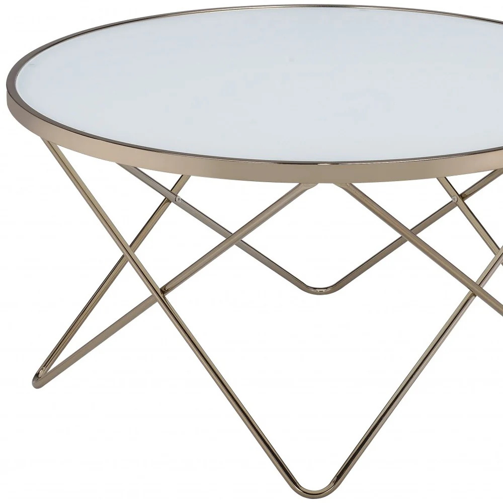Frosted Glass Champagne Coffee Table By Homeroots - Image 4