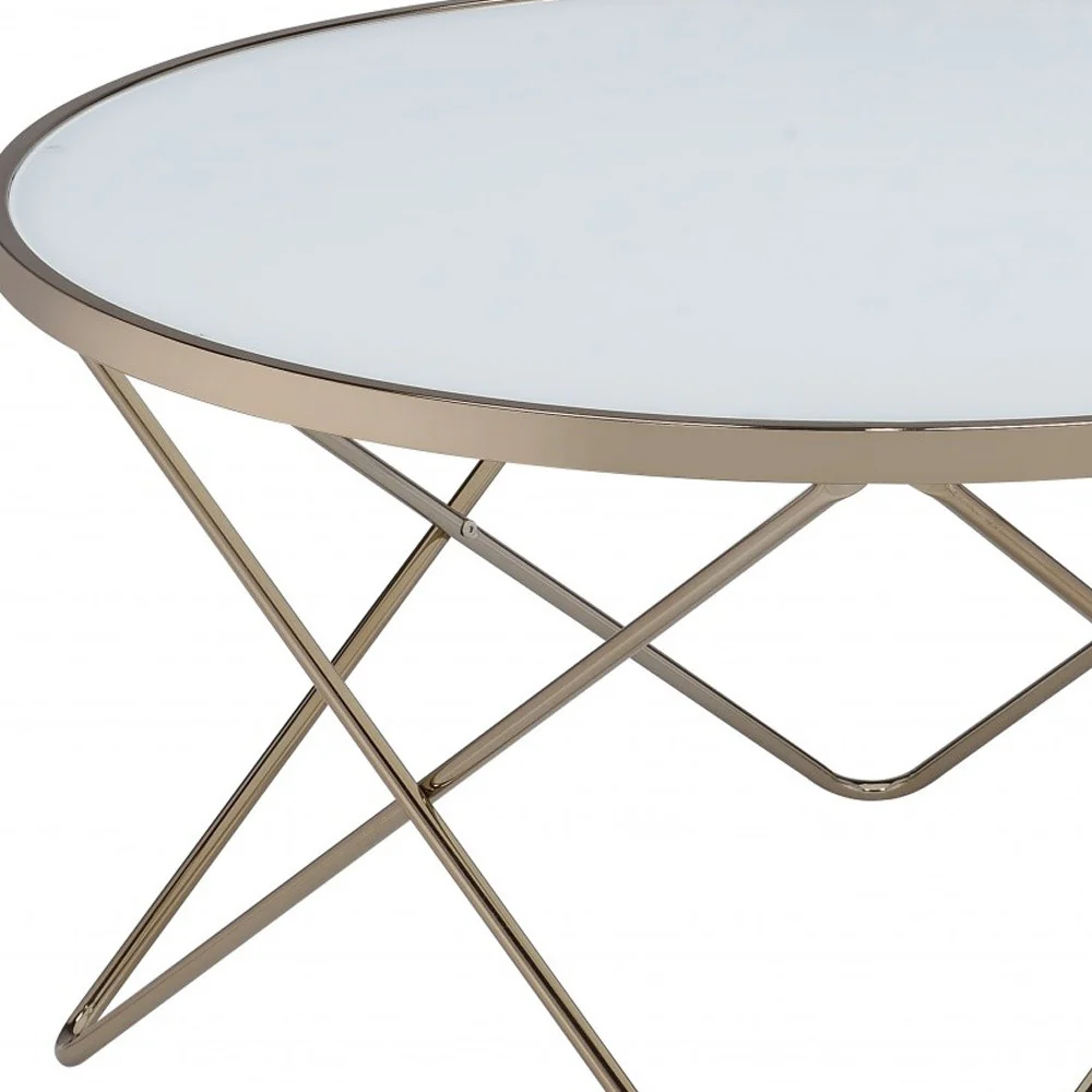 Frosted Glass Champagne Coffee Table By Homeroots - Image 5