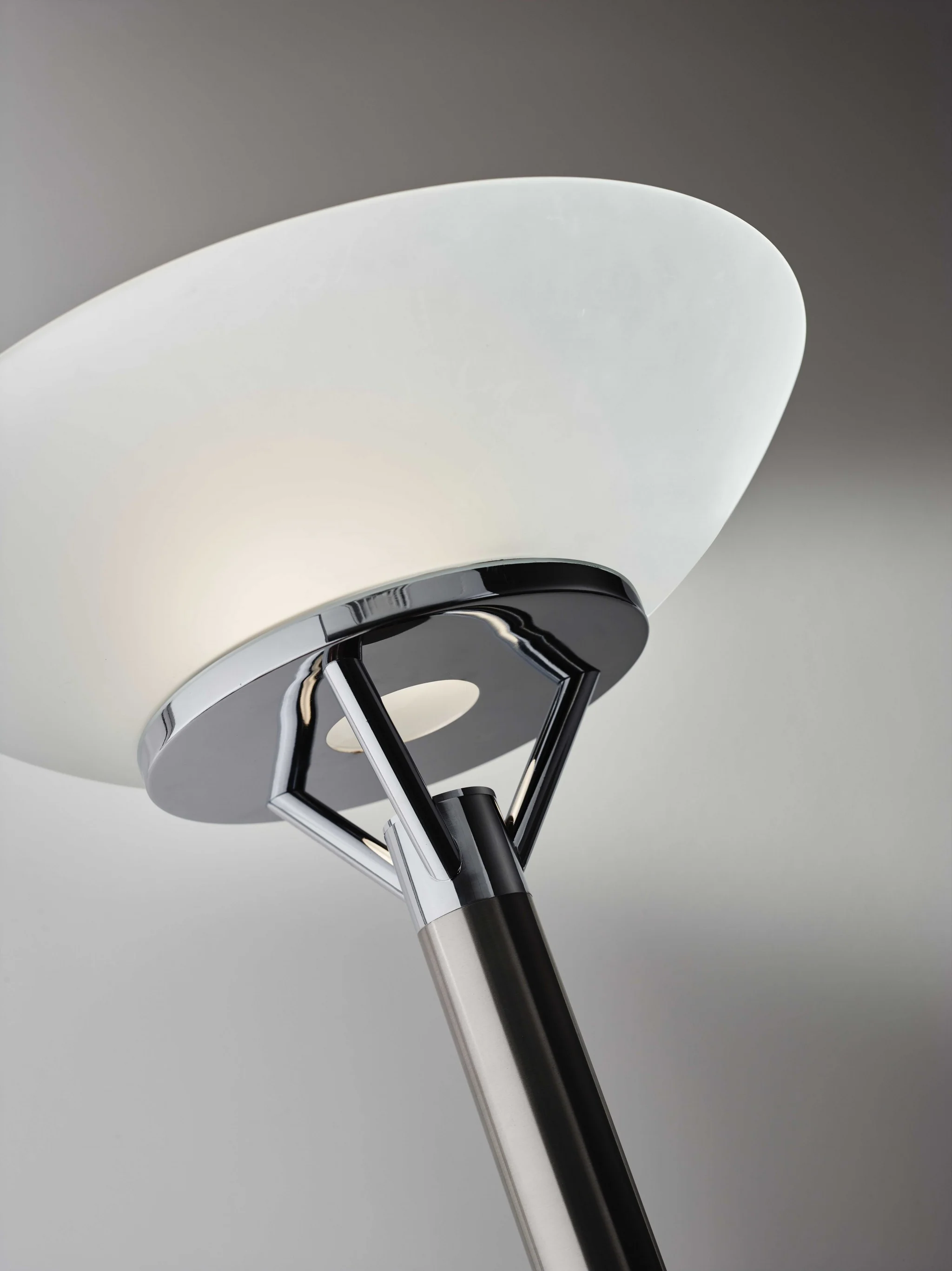 Frosted Glass Shade Uplighting Torchiere in Brushed Steel By Homeroots - Image 2