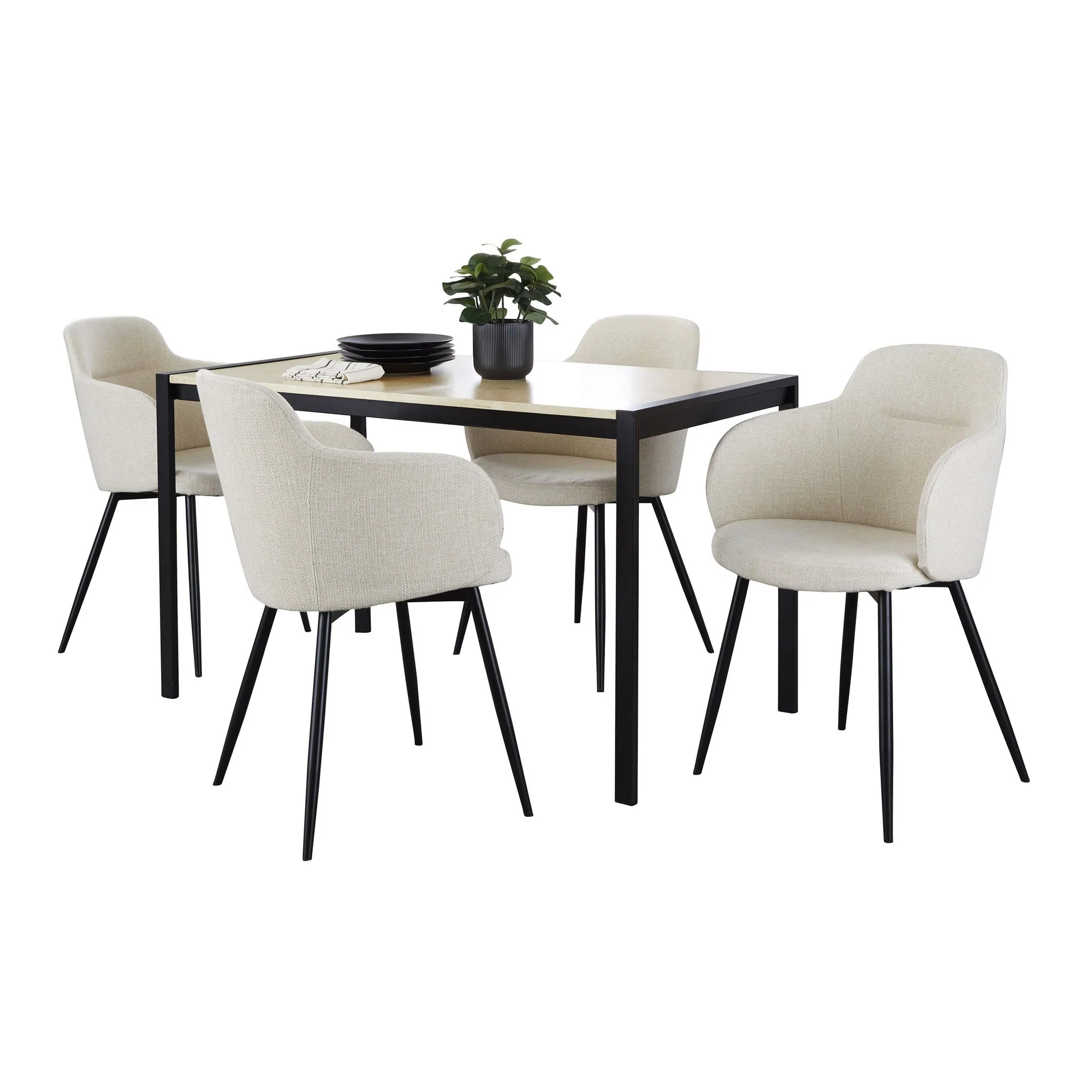 Fuji-Boyne Dining Set - 5 Piece By LumiSource - DS5-FUJIBKNA+4BOYNEFBBKCR - Image 2