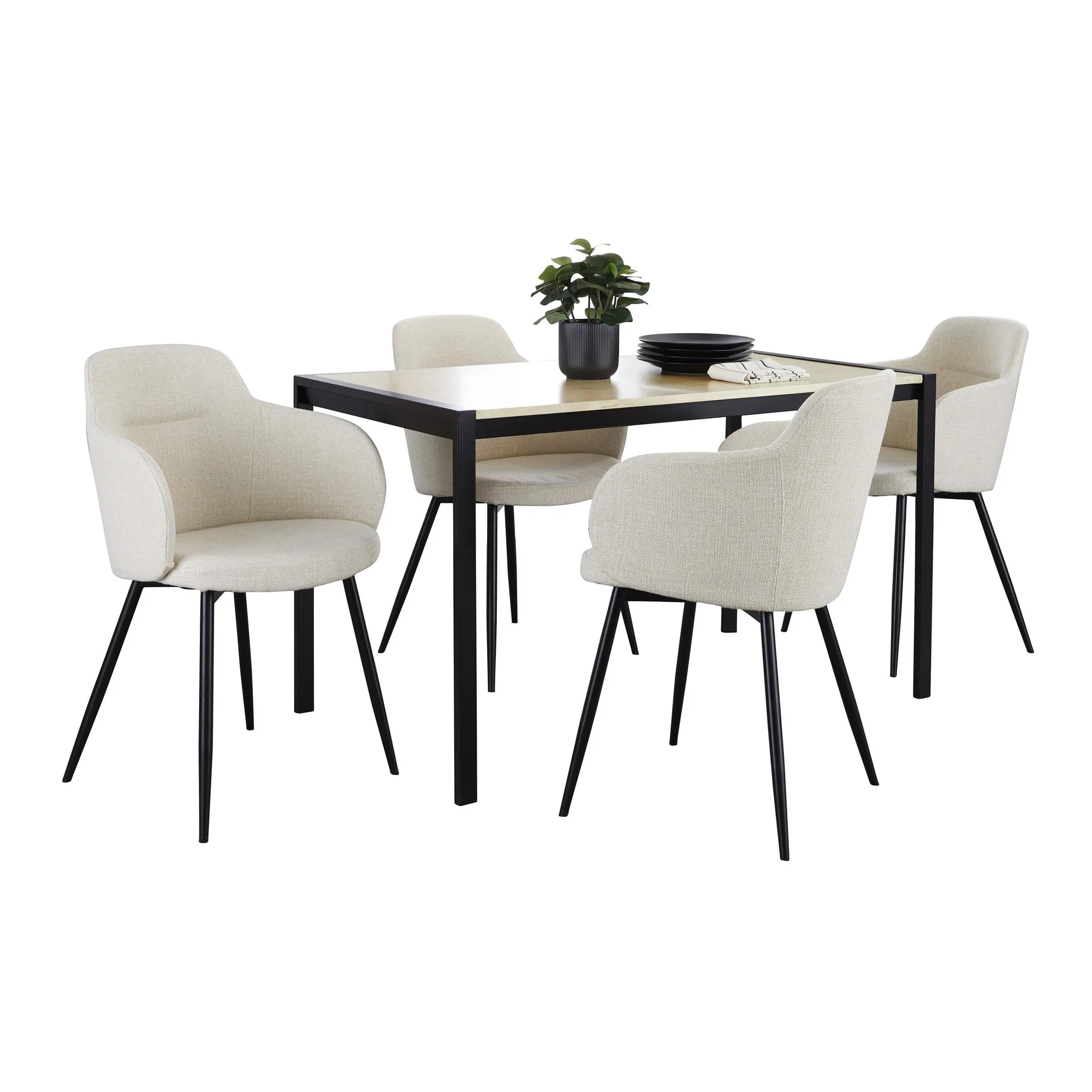 Fuji-Boyne Dining Set - 5 Piece By LumiSource - DS5-FUJIBKNA+4BOYNEFBBKCR - Image 3