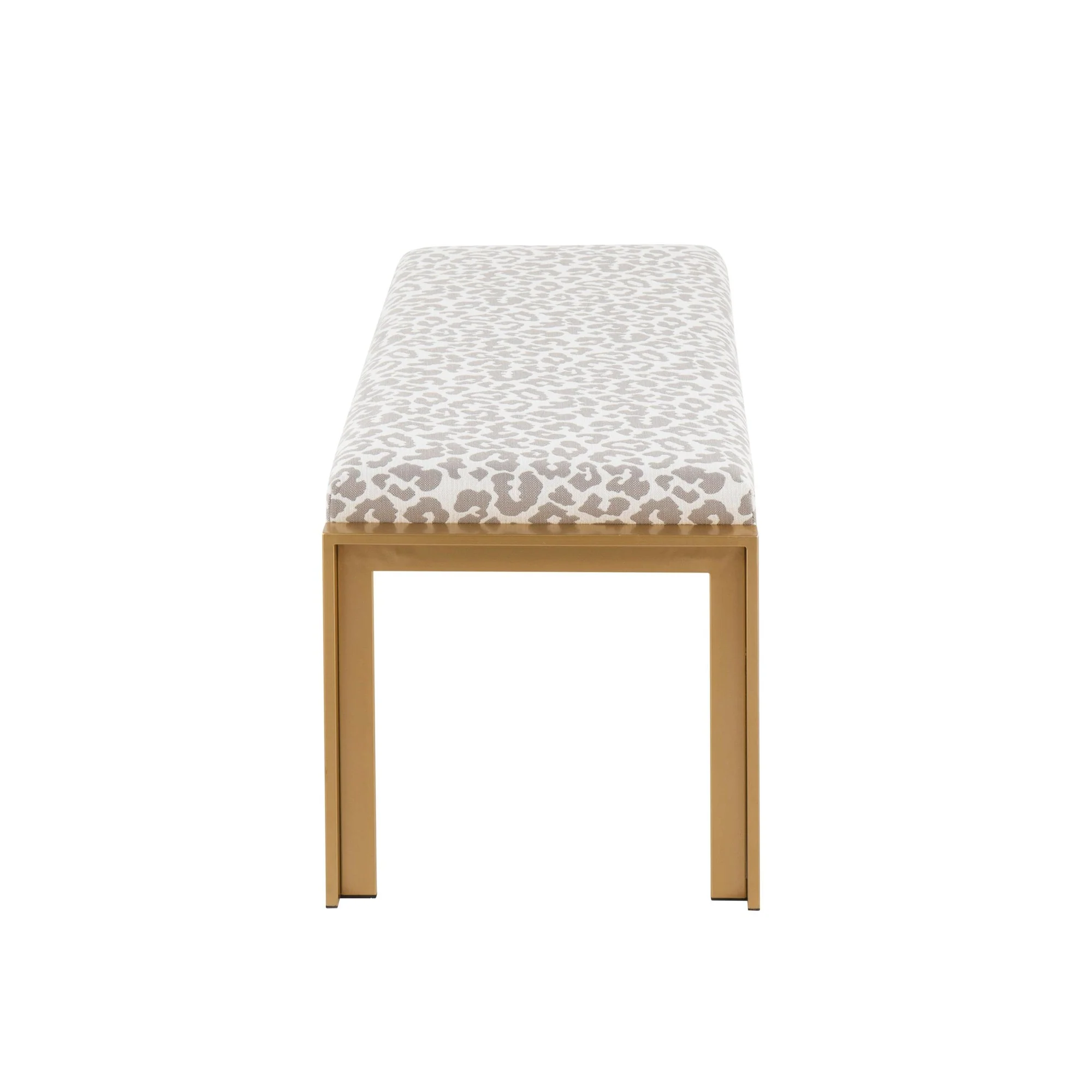 Fuji Contemporary Bench in Gold Metal and Grey Leopard Fabric by LumiSource - Image 3