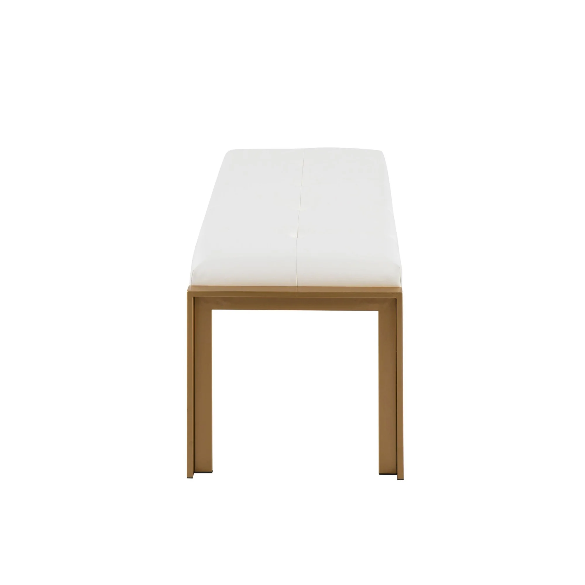 Fuji Contemporary Bench in Gold Metal and White Faux Leather by LumiSource - Image 3