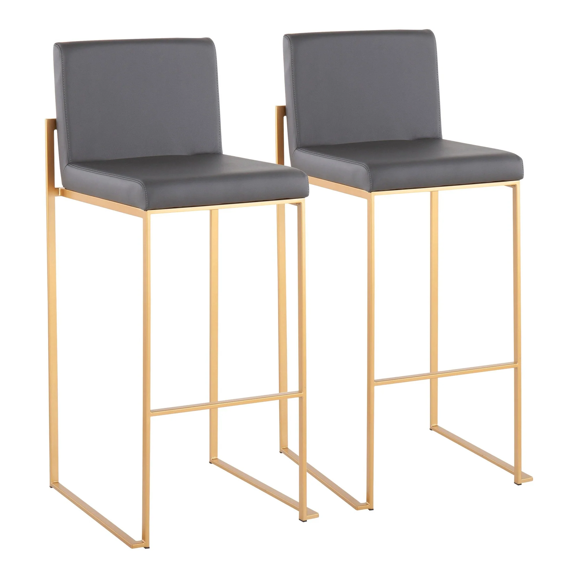 Fuji High Back Barstool - Set of 2 Gray By LumiSource - B30-FUJIHB AUGY2 - Image 2
