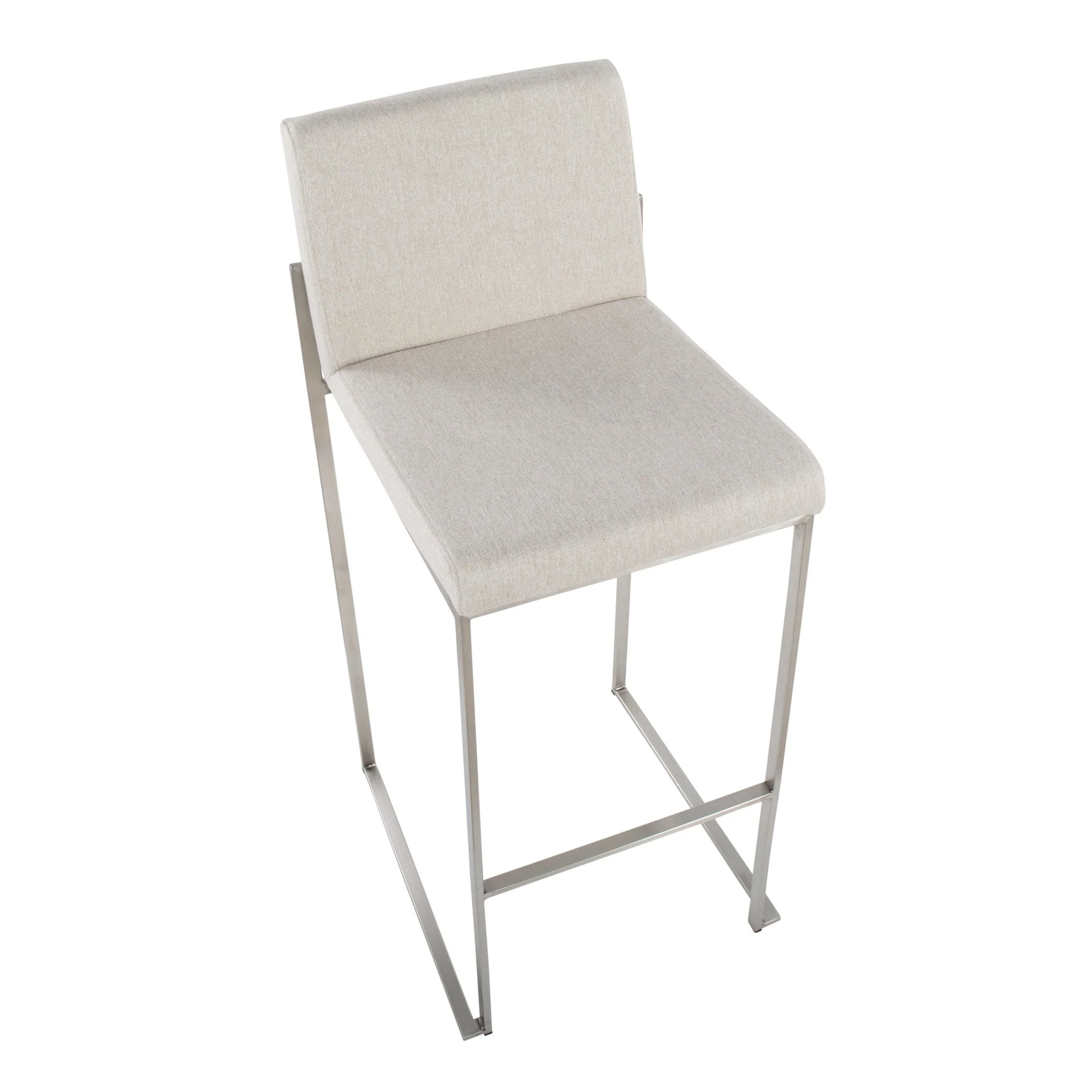 Fuji High Back Barstool - Set of 2 Beige By LumiSource - B30-FUJIHB SSFBG2 - Image 3