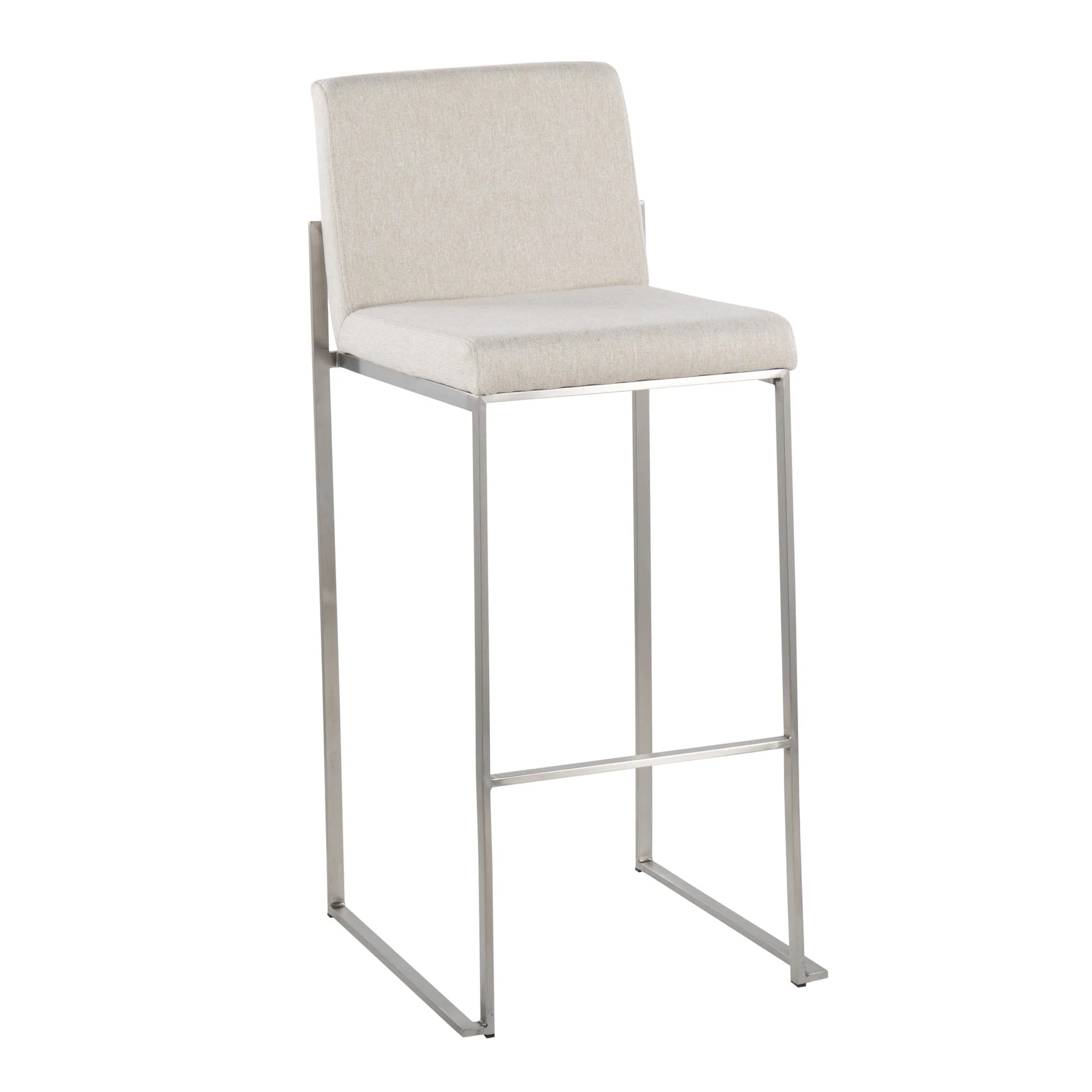 Fuji High Back Barstool - Set of 2 Beige By LumiSource - B30-FUJIHB SSFBG2 - Image 5