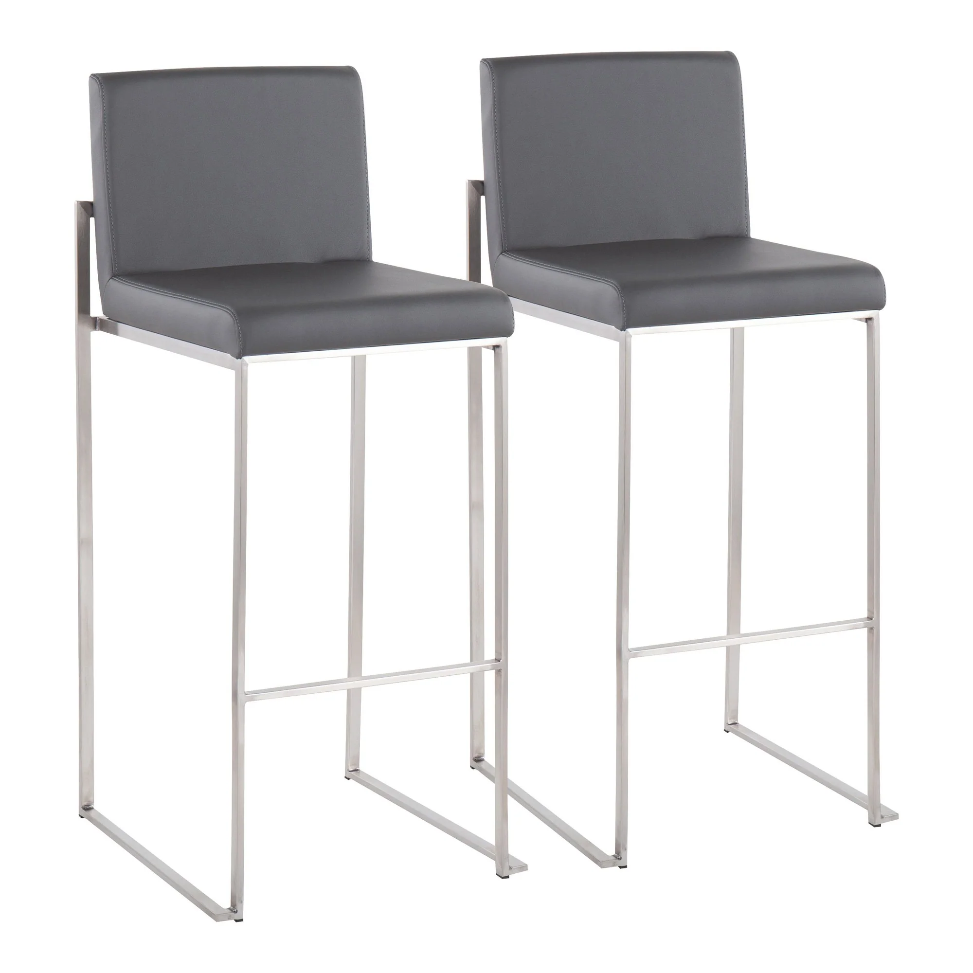Fuji High Back Barstool - Set of 2 Gray By LumiSource - B30-FUJIHB SSGY2 - Image 2