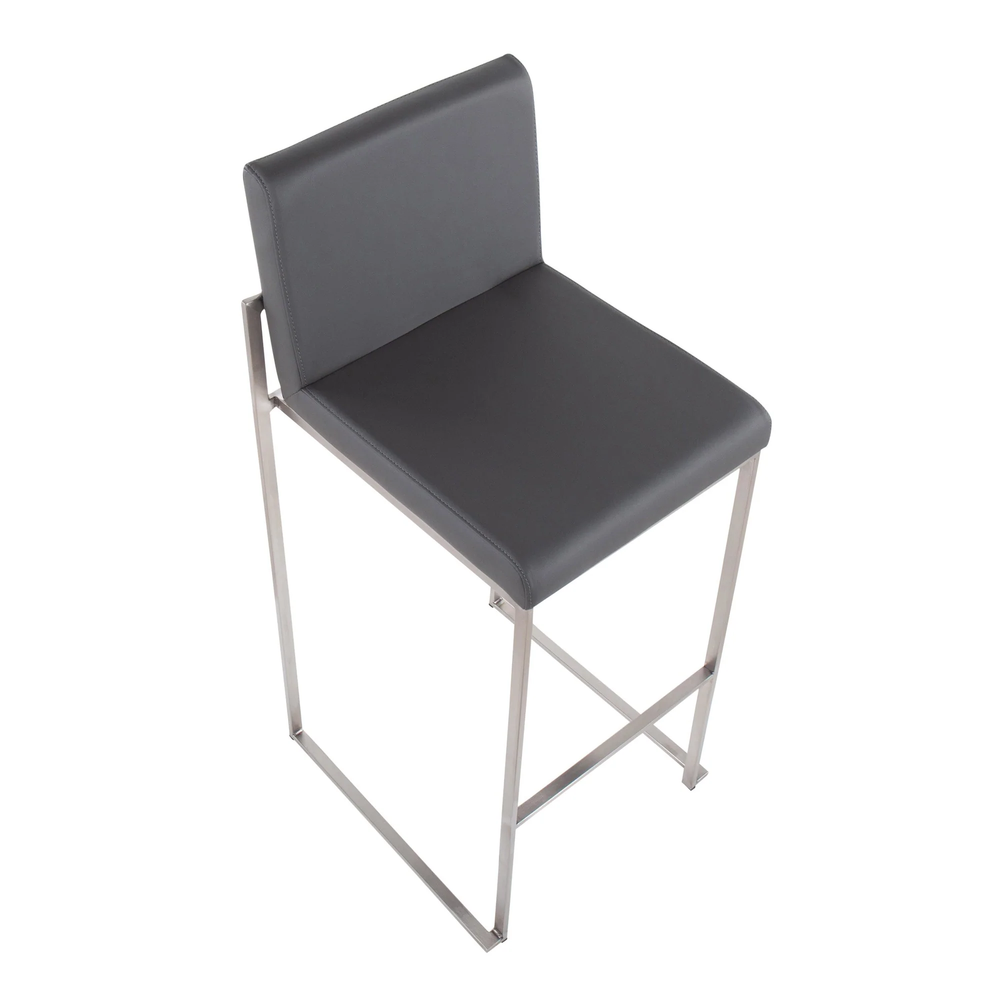 Fuji High Back Barstool - Set of 2 Gray By LumiSource - B30-FUJIHB SSGY2 - Image 4
