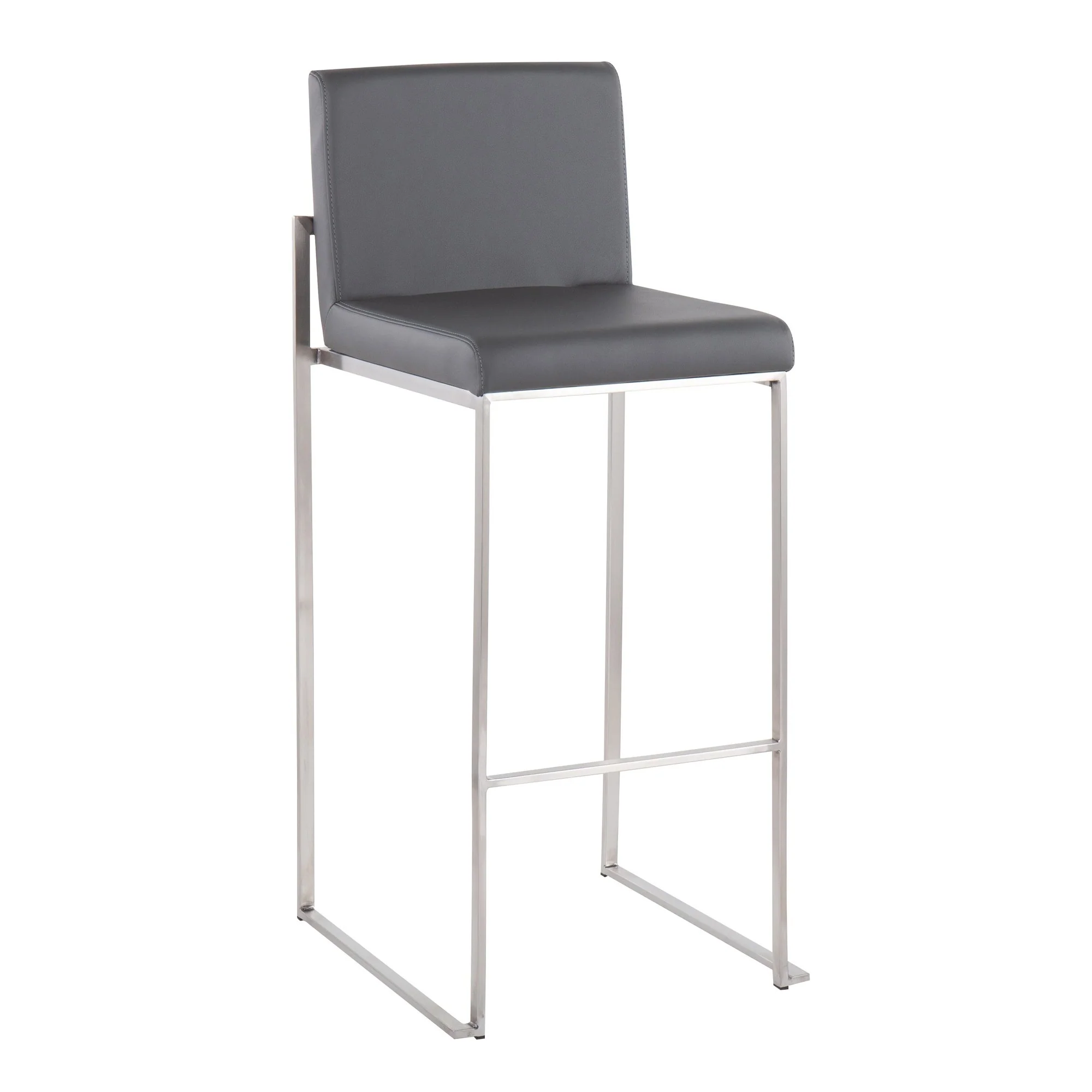 Fuji High Back Barstool - Set of 2 Gray By LumiSource - B30-FUJIHB SSGY2 - Image 6