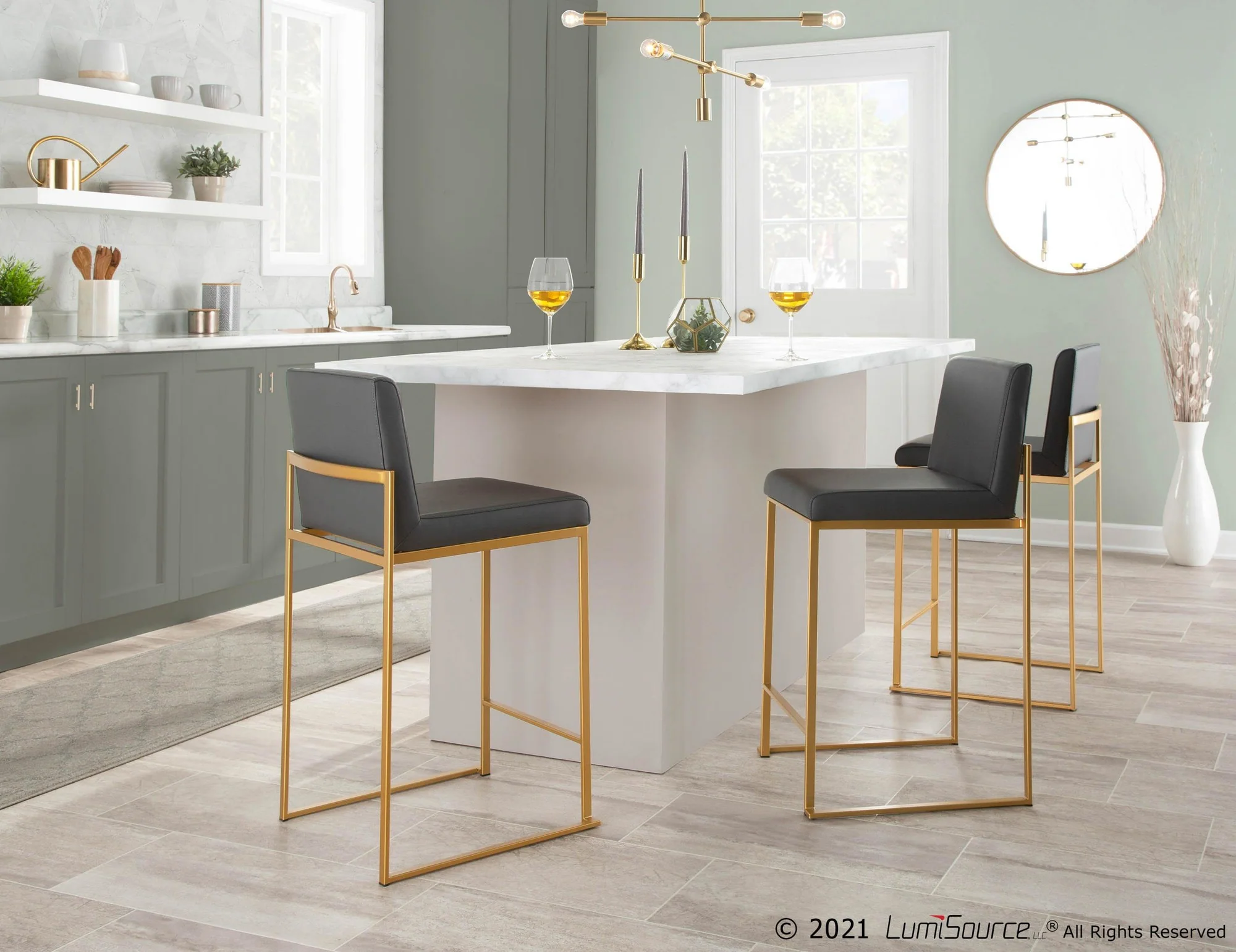 Fuji High Back Counter Stool - Set of 2 Black By LumiSource - B26-FUJIHB AUBK2 - Image 16