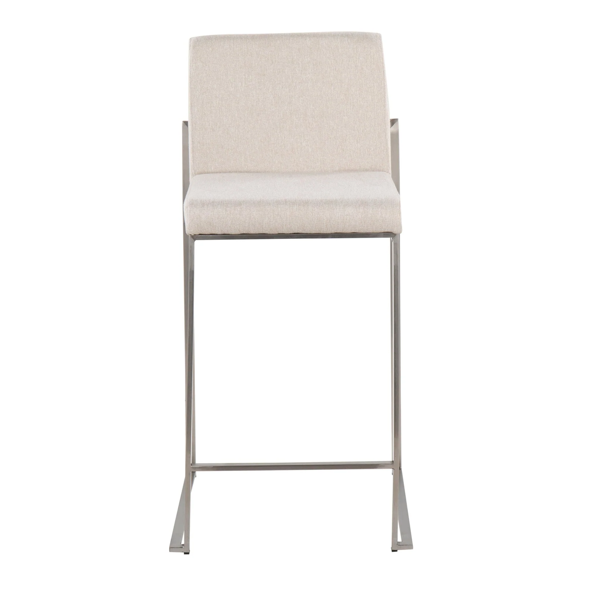 Fuji High Back Counter Stool - Set of 2 Beige By LumiSource - B26-FUJIHB SSFBG2 - Image 2
