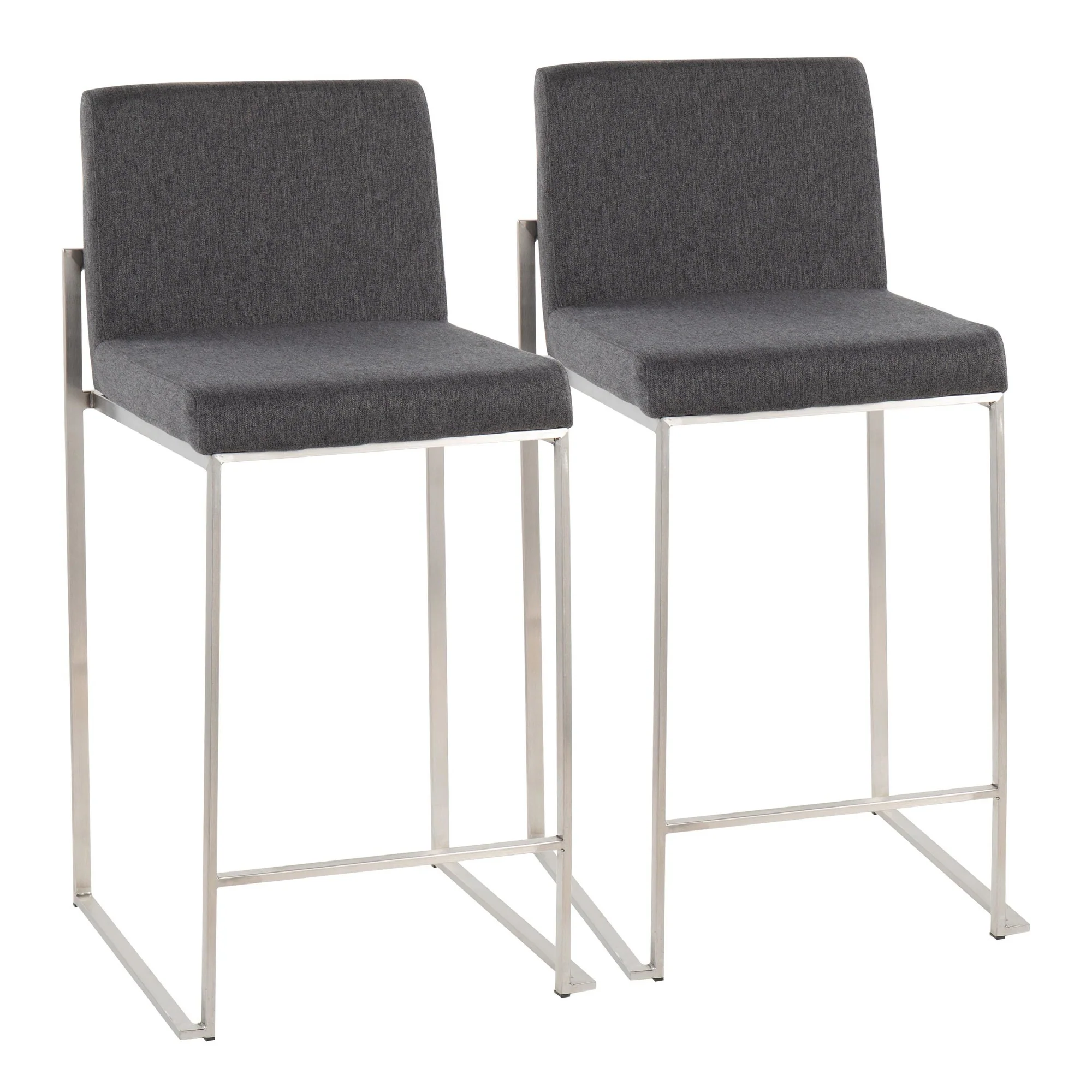 Fuji High Back Counter Stool - Set of 2 Beige By LumiSource - B26-FUJIHB SSFBG2 - Image 9