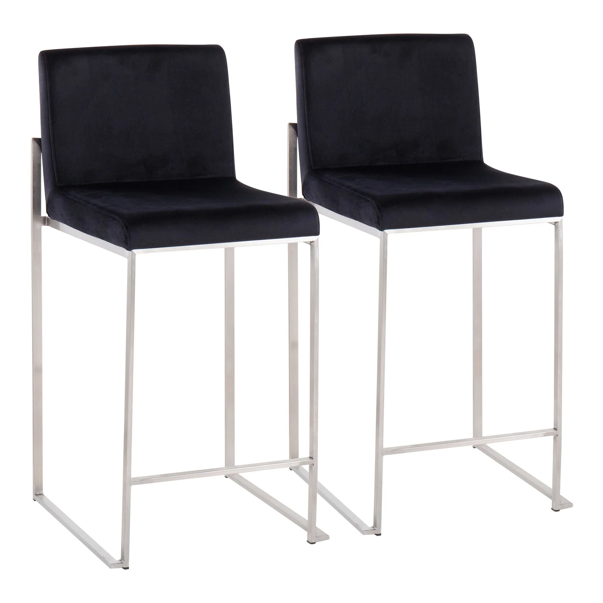 Fuji High Back Counter Stool - Set of 2 Black By LumiSource - B26-FUJIHB SSVBK2 - Image 2