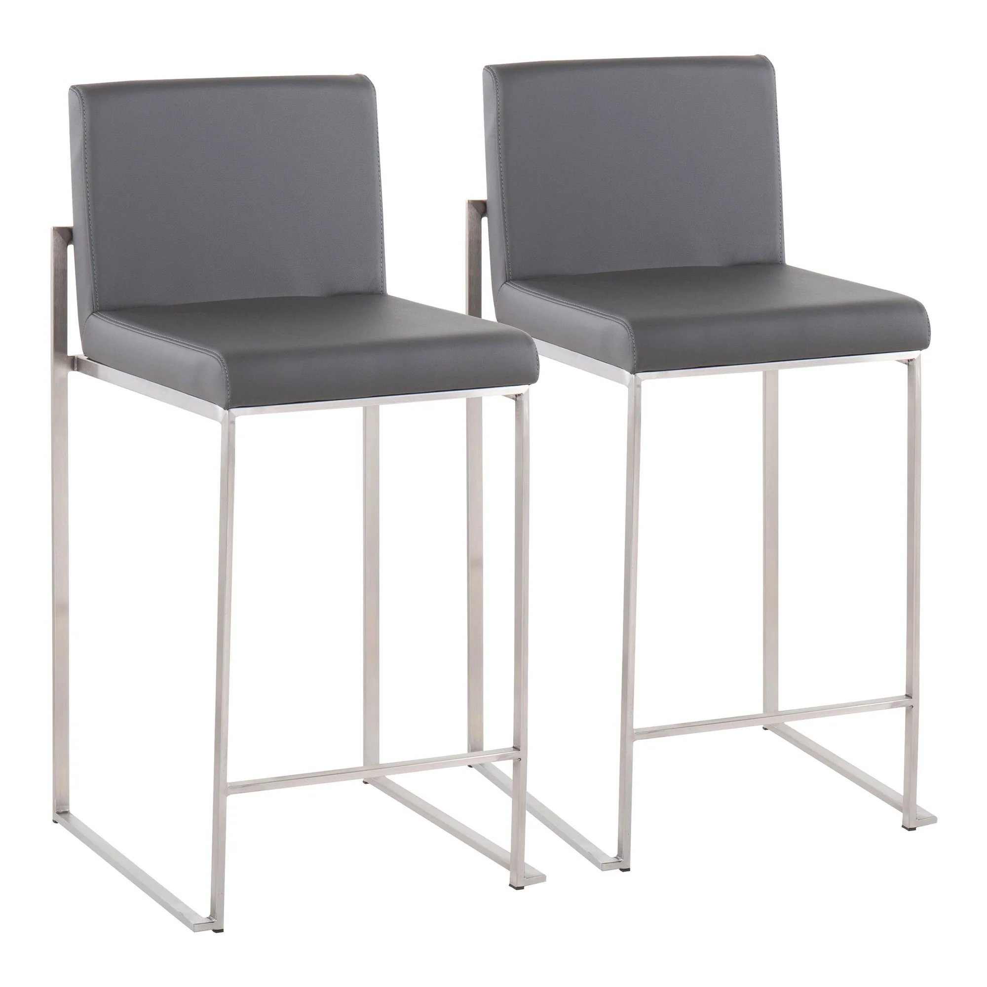 Fuji High Back Counter Stool - Set of 2 Gray By LumiSource - B26-FUJIHB SSGY2 - Image 2