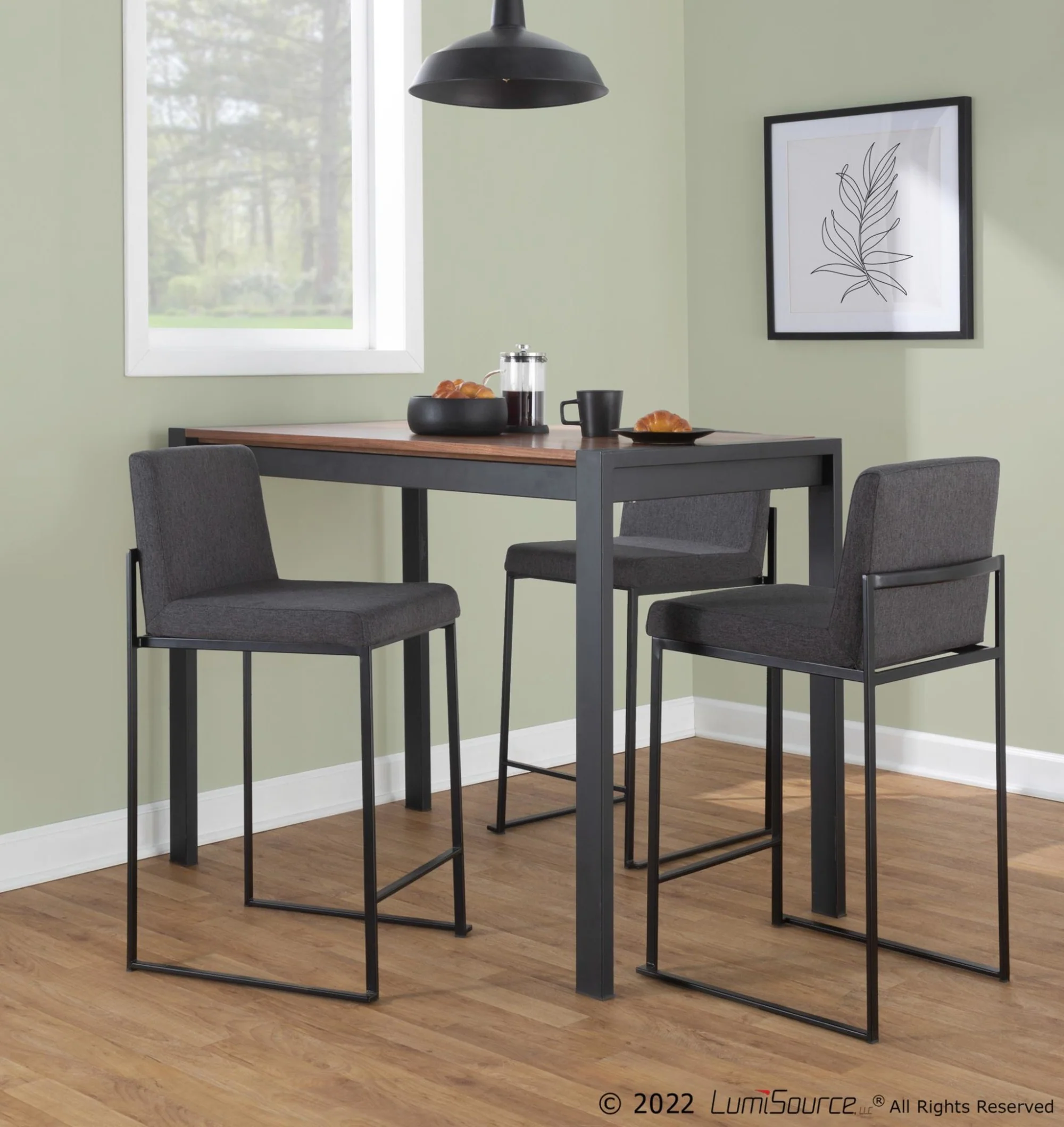 Fuji High Back 26" Fixed-Height Counter Stool - Set of 3 By LumiSource - B26-FUJIHBFB BKBG3 - Image 10