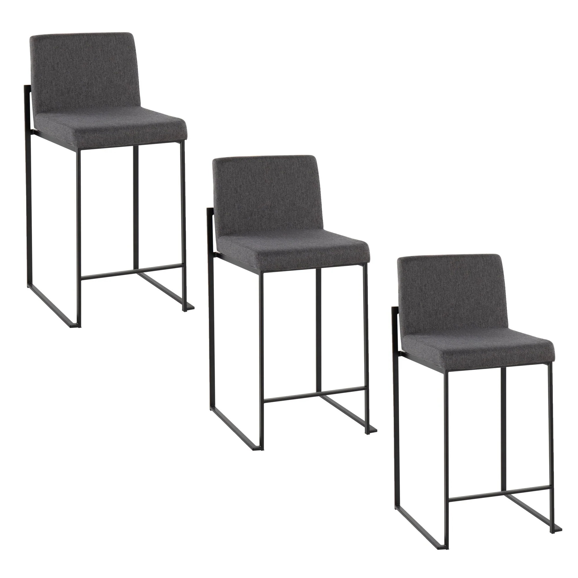 Fuji High Back 26" Fixed-Height Counter Stool - Set of 3 By LumiSource - B26-FUJIHBFB BKBG3 - Image 11