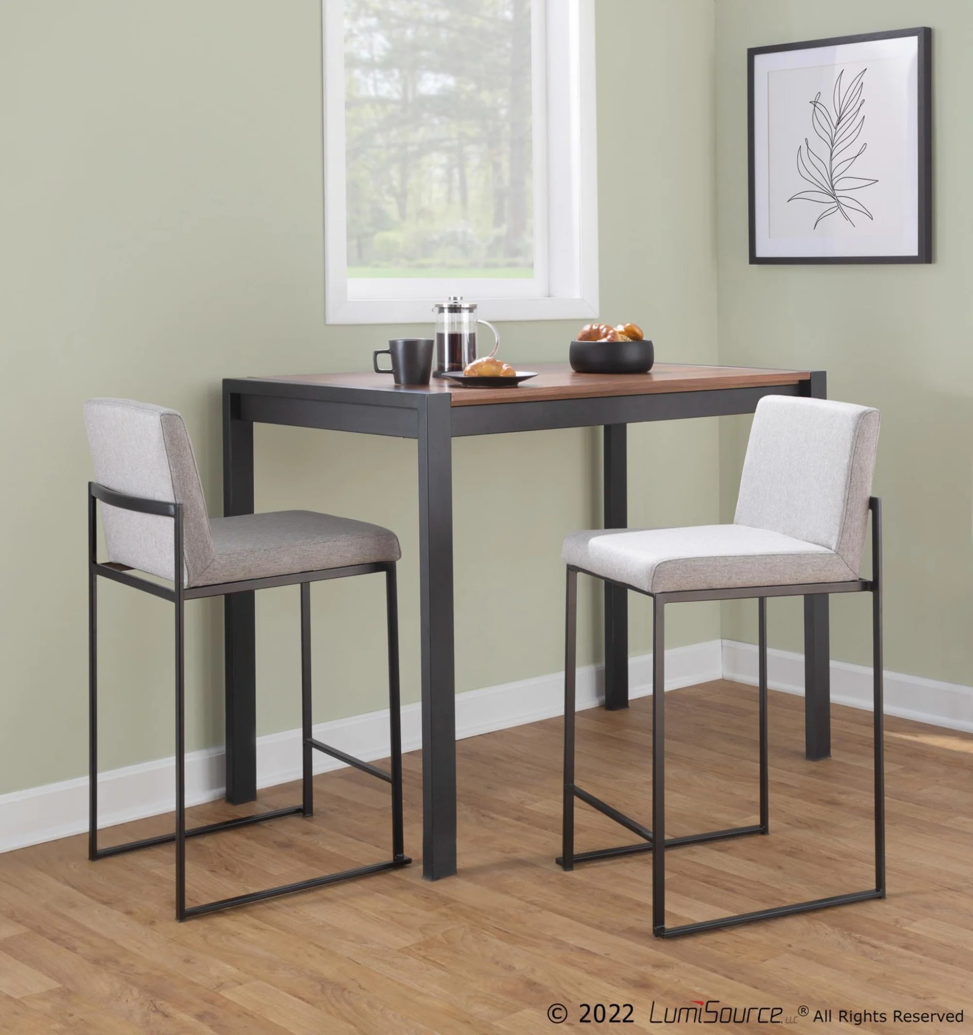 Fuji High Back 26" Fixed-Height Counter Stool - Set of 3 By LumiSource - B26-FUJIHBFB BKBG3 - Image 17
