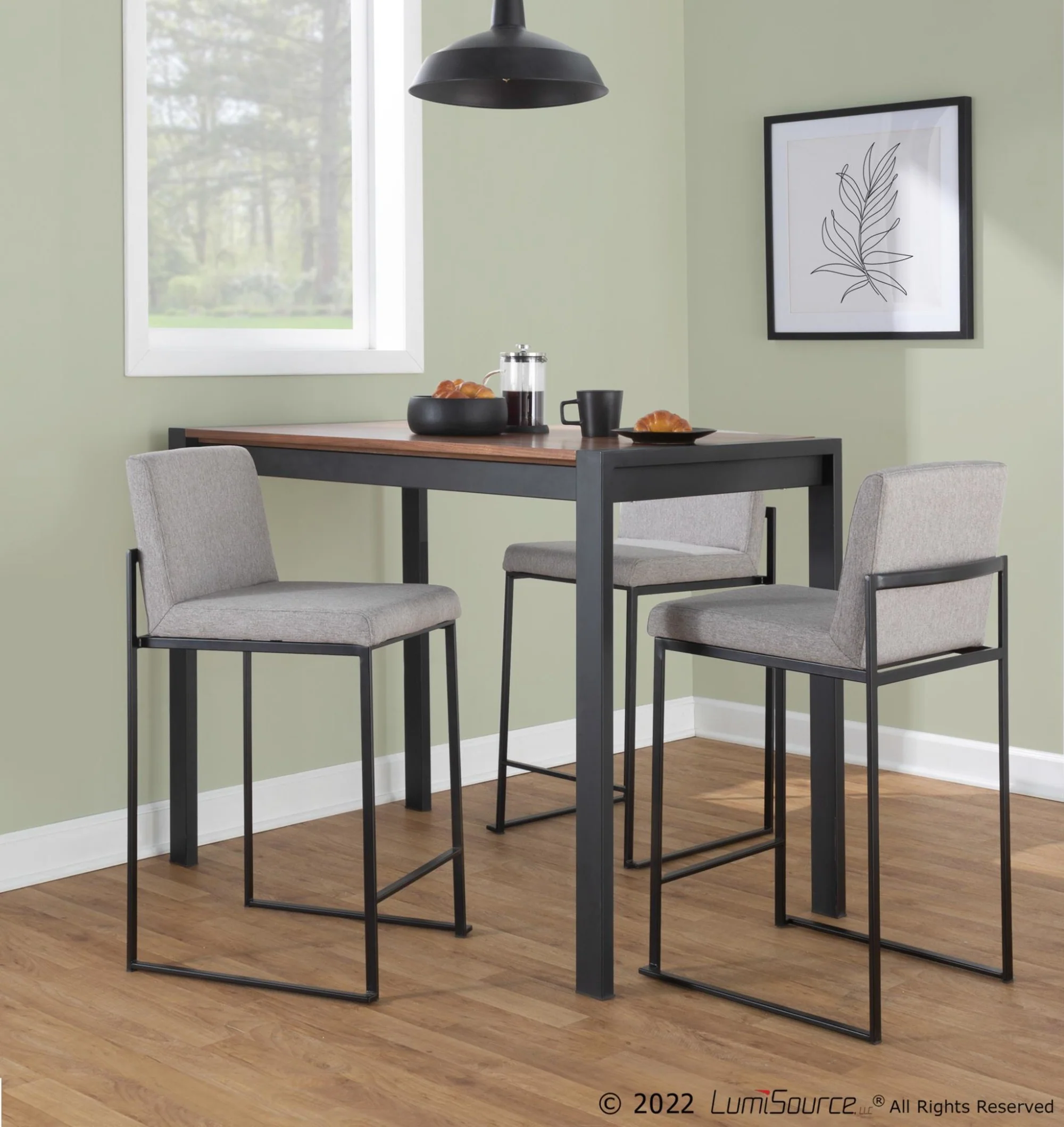 Fuji High Back 26" Fixed-Height Counter Stool - Set of 3 By LumiSource - B26-FUJIHBFB BKBG3 - Image 18
