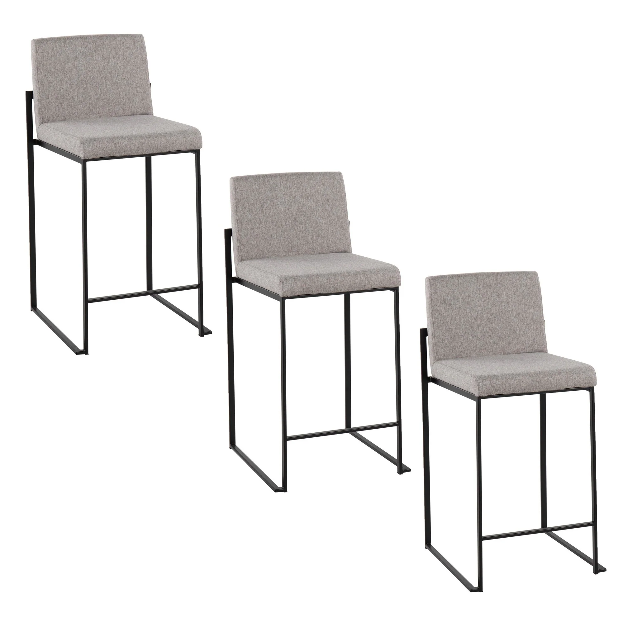 Fuji High Back 26" Fixed-Height Counter Stool - Set of 3 By LumiSource - B26-FUJIHBFB BKBG3 - Image 19