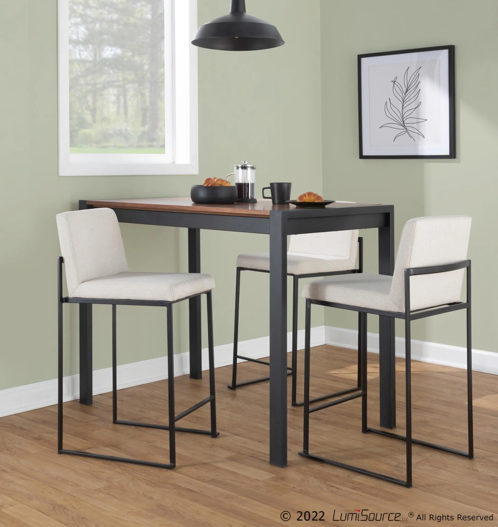 Fuji High Back 26" Fixed-Height Counter Stool - Set of 3 By LumiSource - B26-FUJIHBFB BKBG3 - Image 2