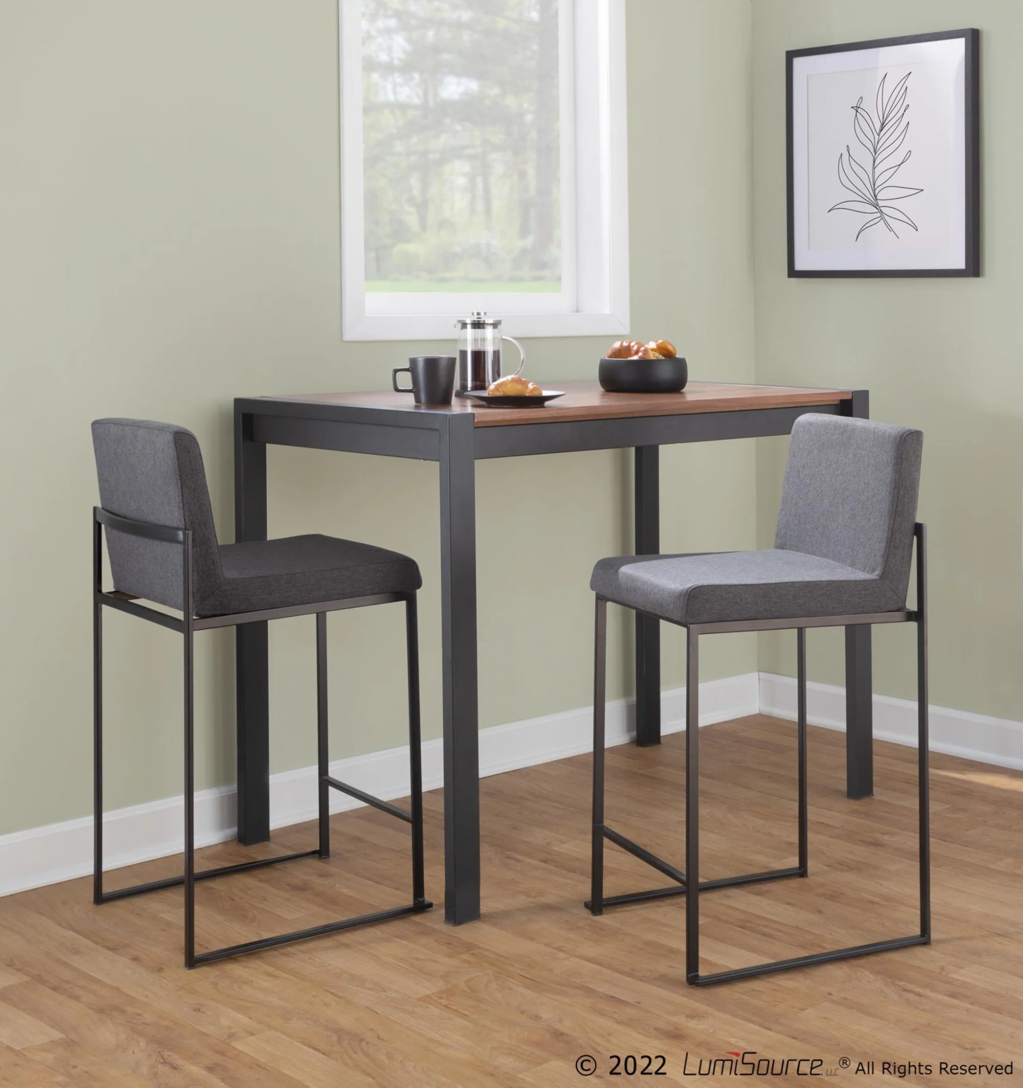 Fuji High Back 26" Fixed-Height Counter Stool - Set of 3 By LumiSource - B26-FUJIHBFB BKBG3 - Image 9