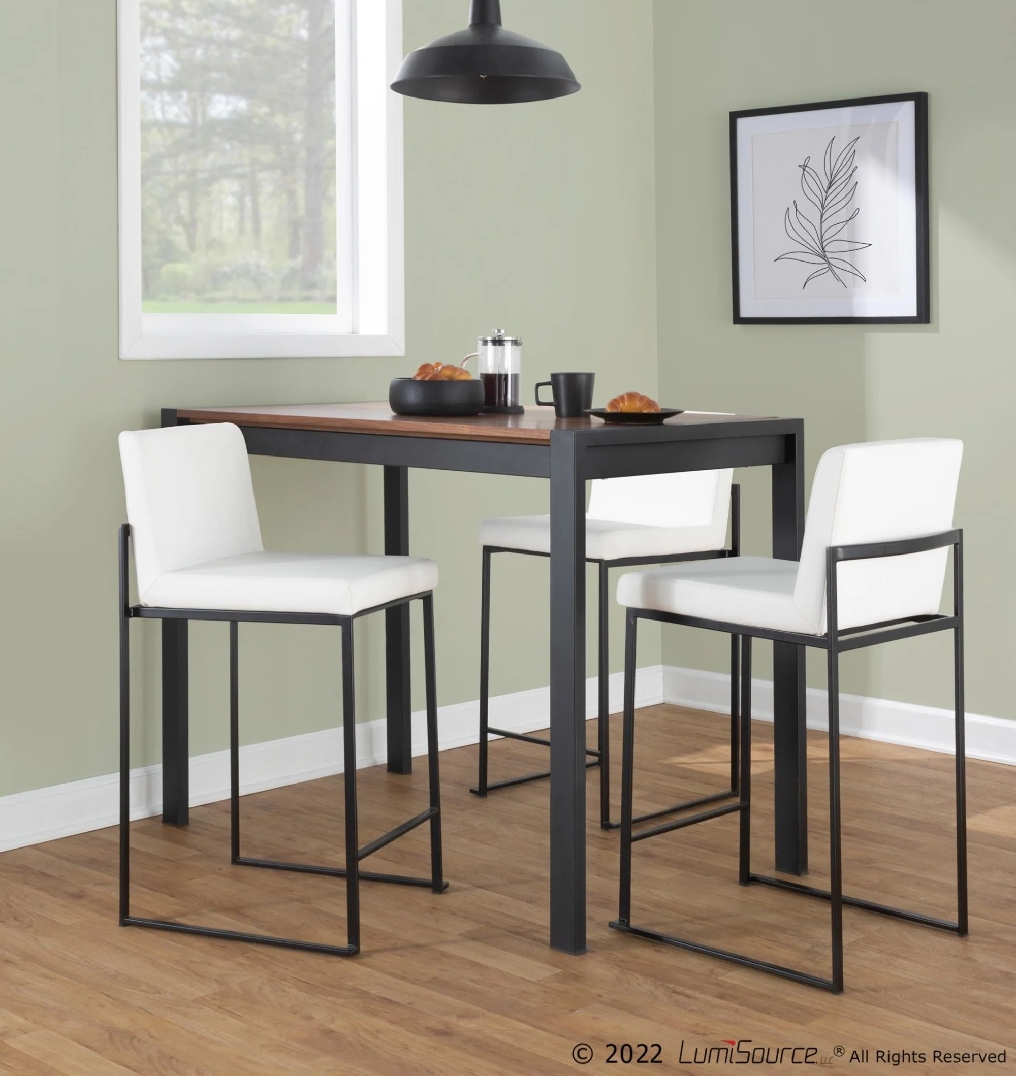 Fuji High Back 26" Fixed-Height Counter Stool - Set of 3 By LumiSource - B26-FUJIHBPU BKGY3 - Image 10