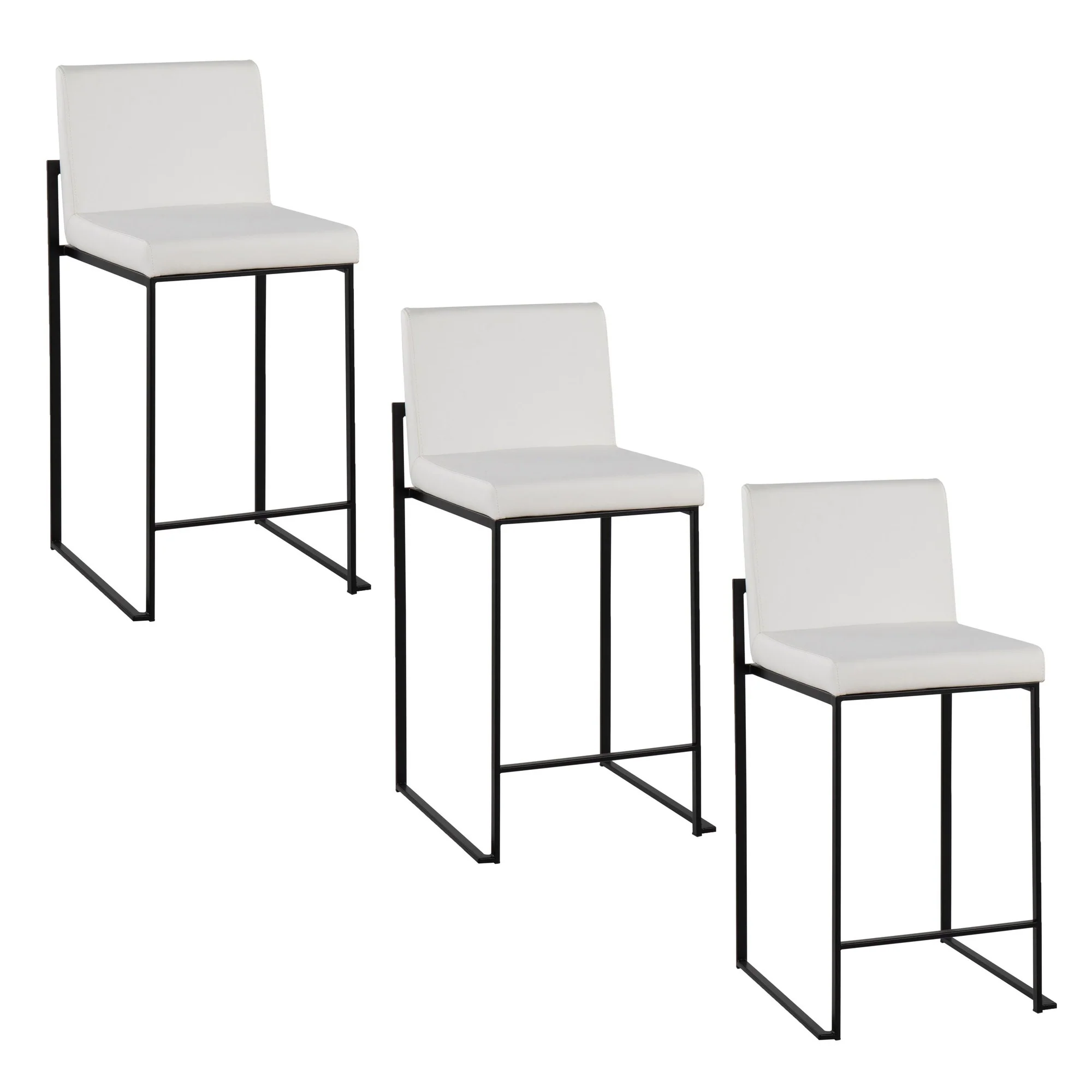 Fuji High Back 26" Fixed-Height Counter Stool - Set of 3 By LumiSource - B26-FUJIHBPU BKGY3 - Image 11
