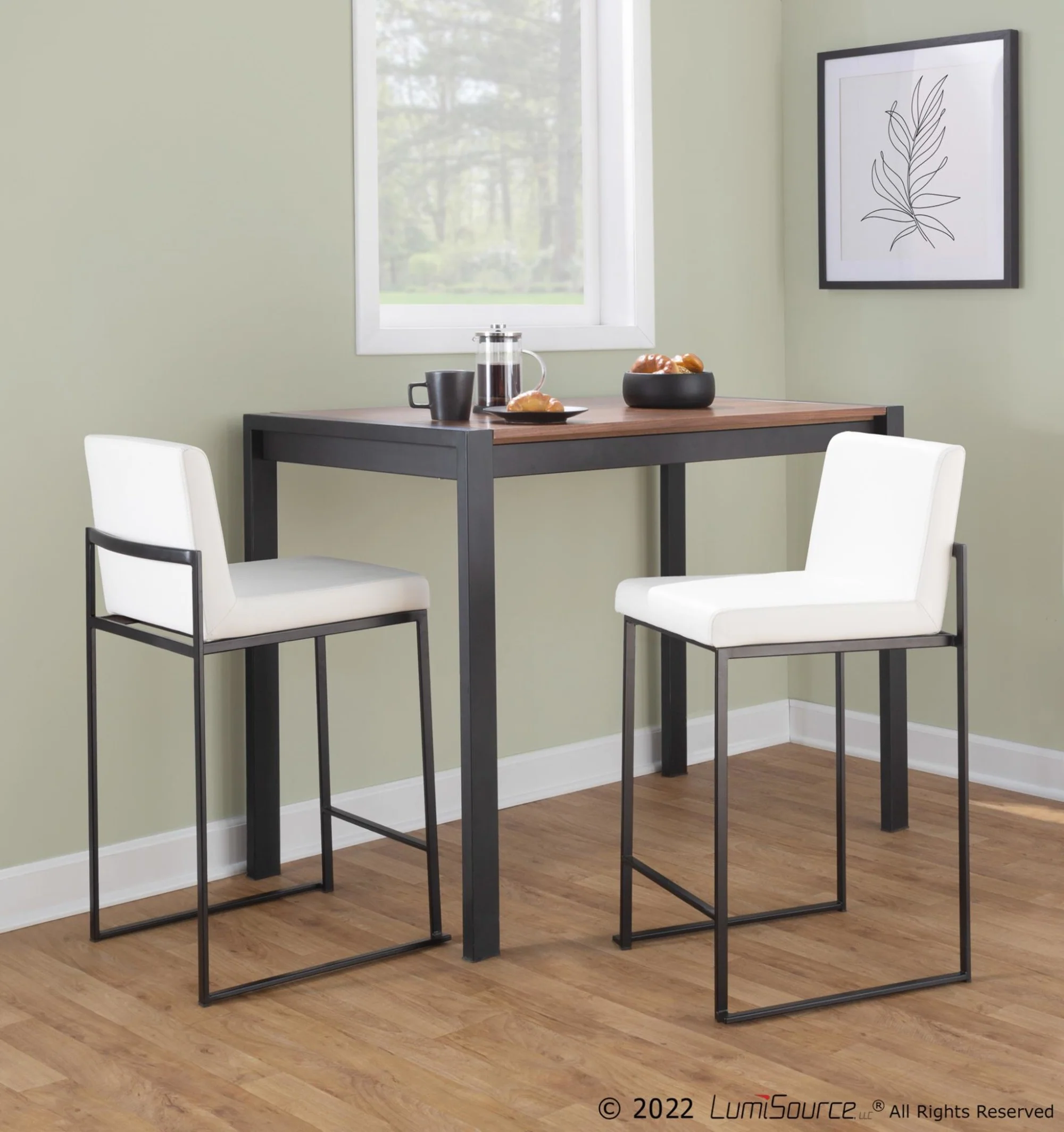 Fuji High Back 26" Fixed-Height Counter Stool - Set of 3 By LumiSource - B26-FUJIHBPU BKGY3 - Image 9