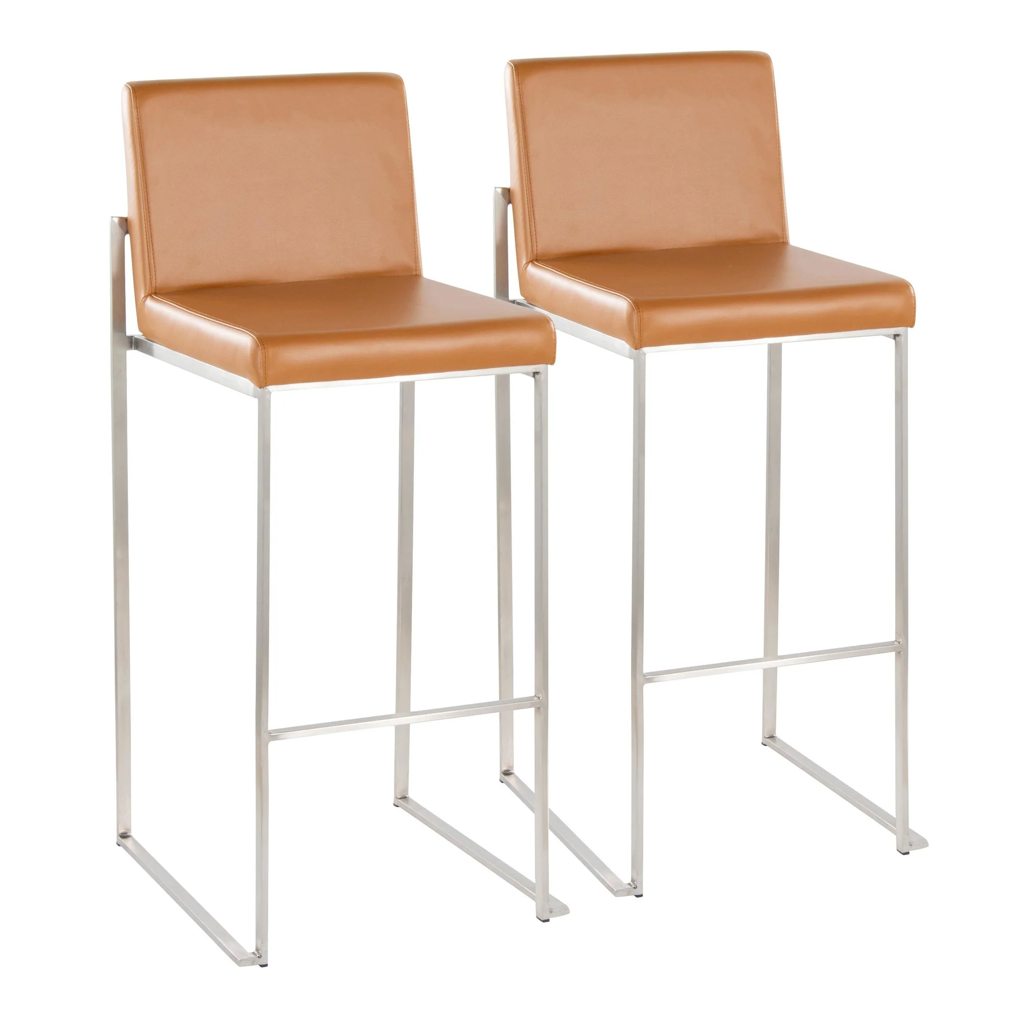 Fuji High Back 30" Fixed-Height Barstool - Set of 2 By LumiSource - B30-FUJIHBPU SSCAM2 - Image 3
