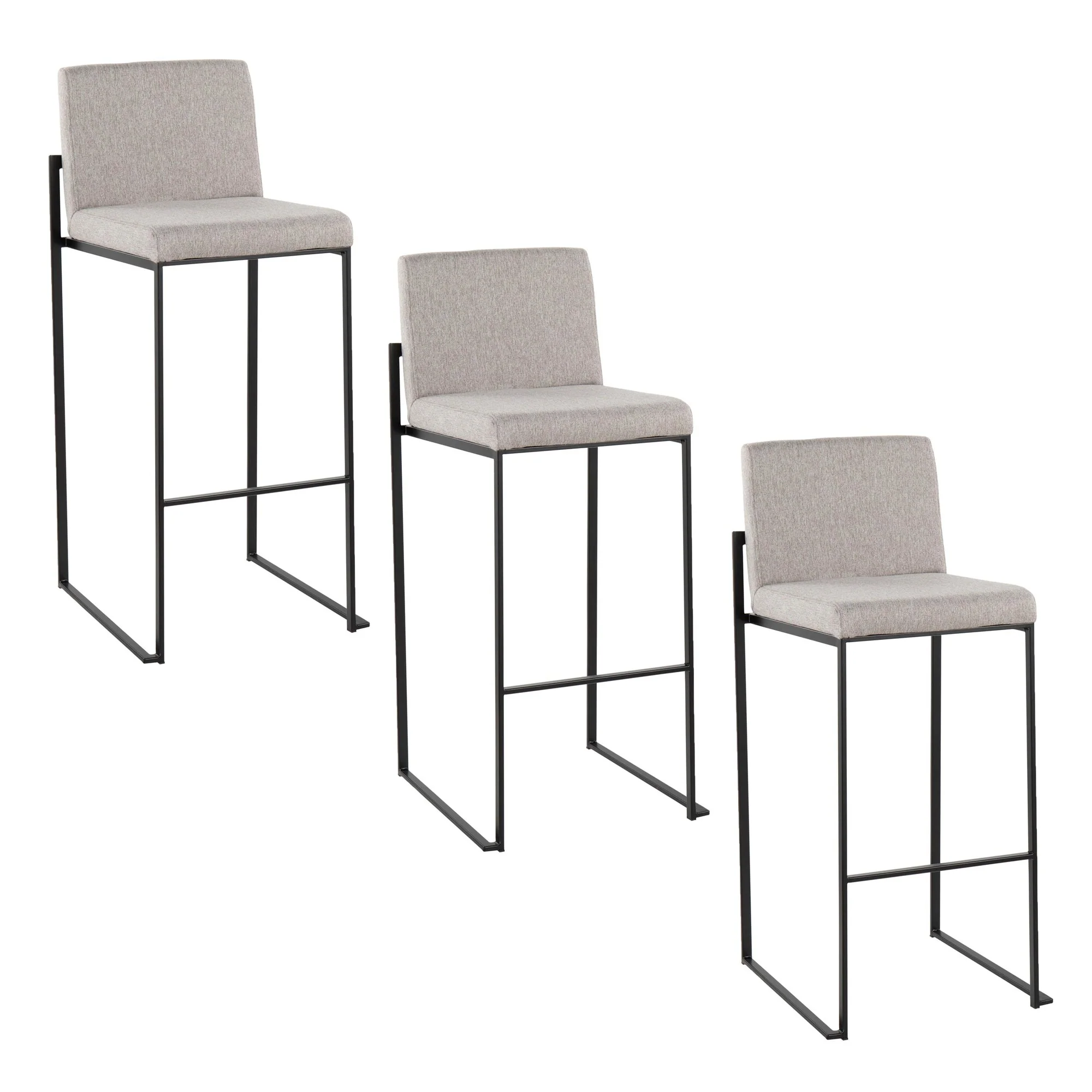 Fuji High Back 30" Fixed-Height Barstool - Set of 3 By LumiSource - B30-FUJIHBFB BKBG3 - Image 10