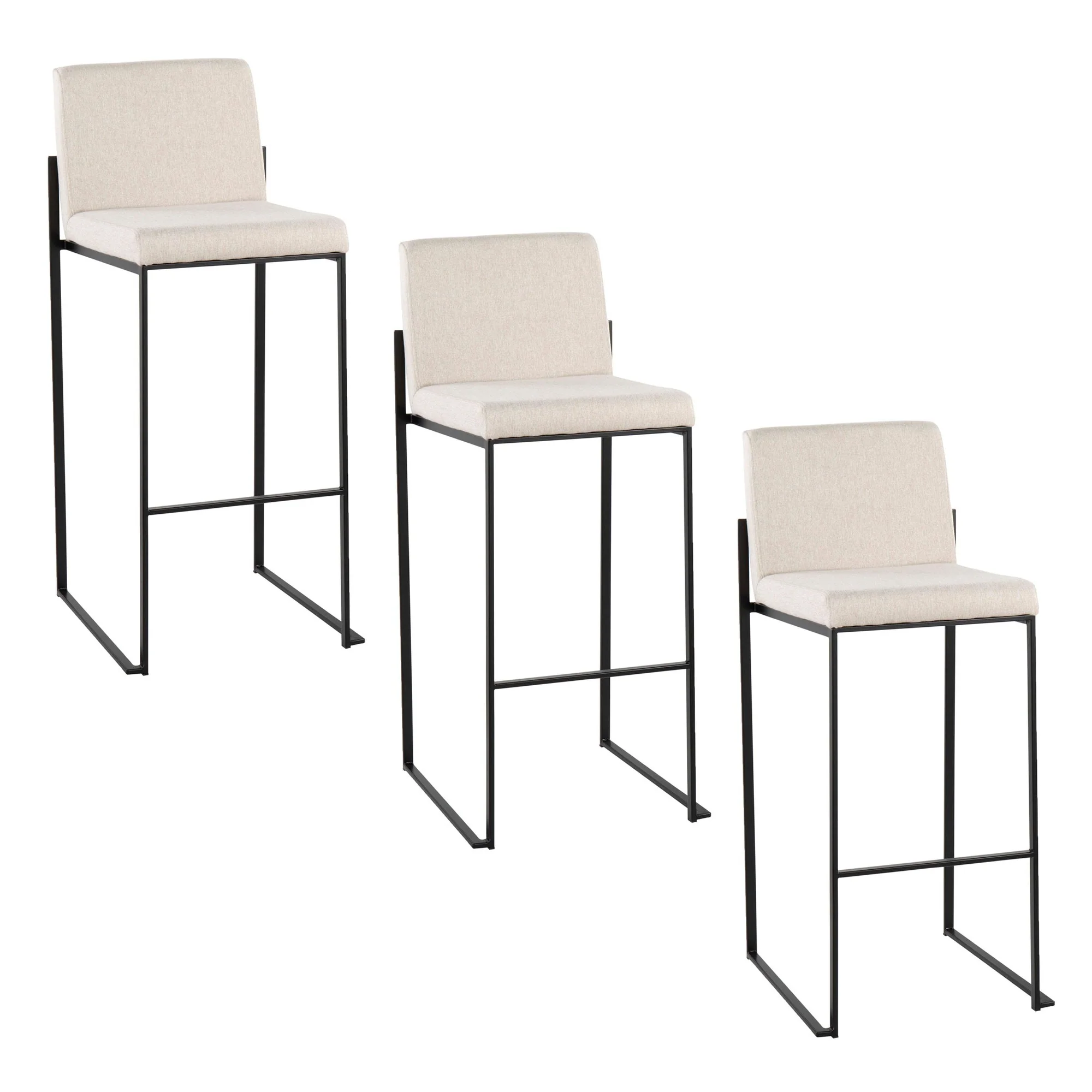 Fuji High Back 30" Fixed-Height Barstool - Set of 3 By LumiSource - B30-FUJIHBFB BKBG3 - Image 2