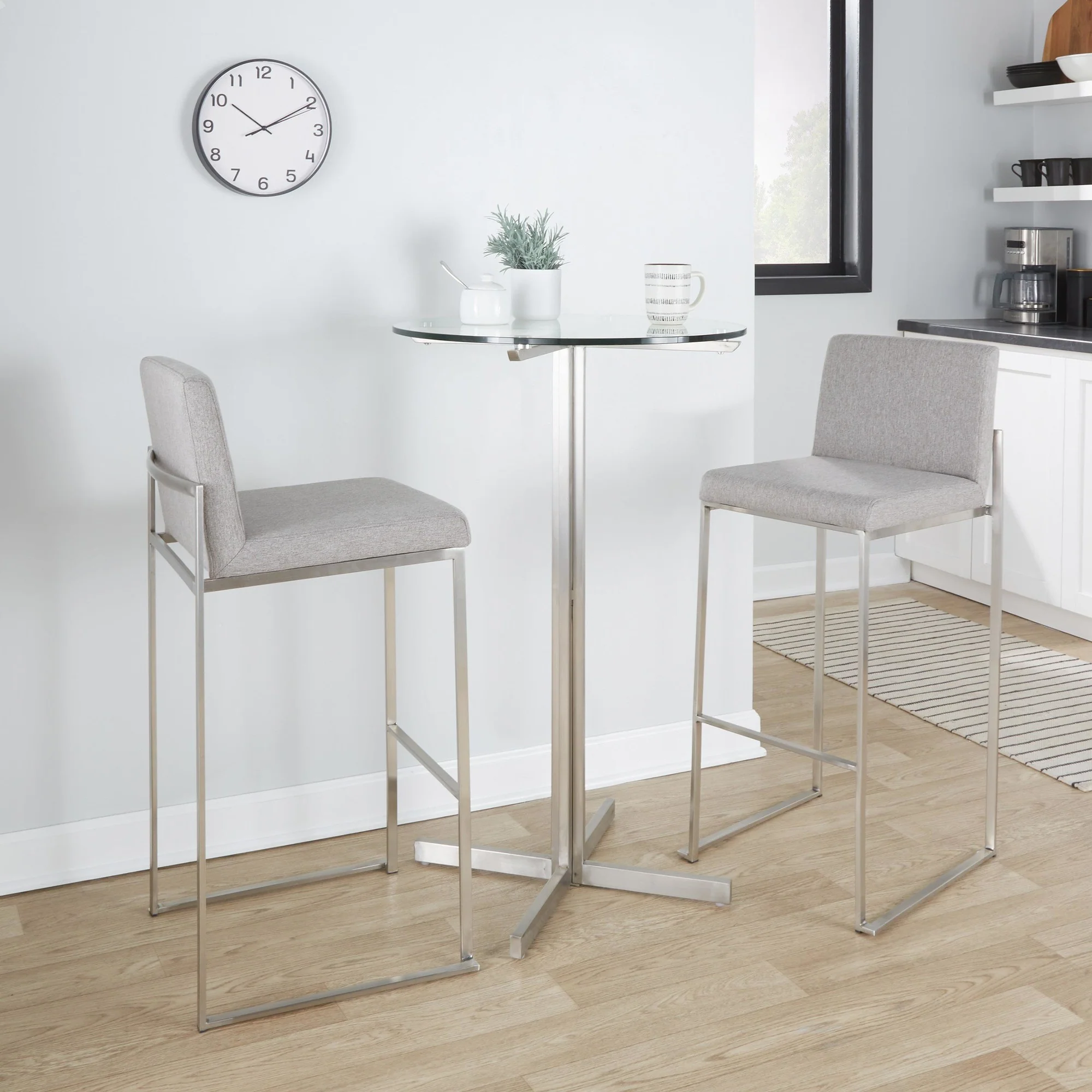 Fuji High Back 30" Fixed-Height Barstool - Set of 3 By LumiSource - B30-FUJIHBFB SSCHAR3 - Image 10