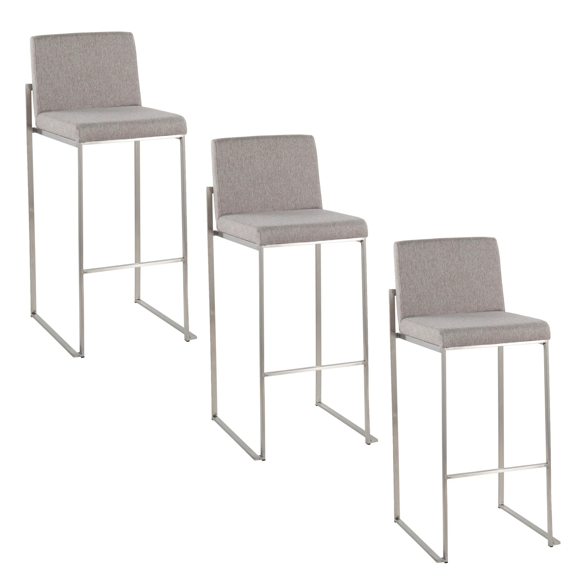 Fuji High Back 30" Fixed-Height Barstool - Set of 3 By LumiSource - B30-FUJIHBFB SSCHAR3 - Image 11
