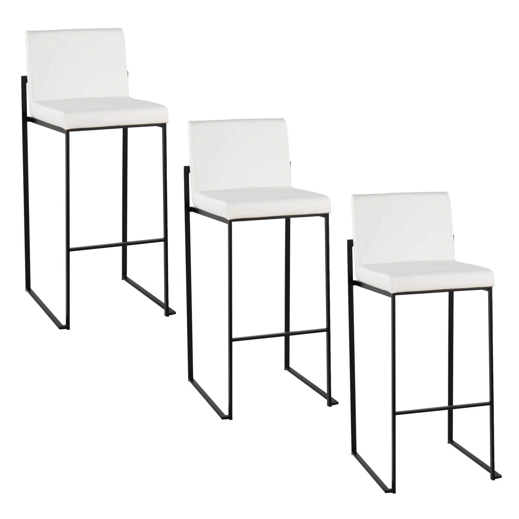 Fuji High Back 30" Fixed-Height Barstool - Set of 3 By LumiSource - B30-FUJIHBPU BKW3 - Image 2