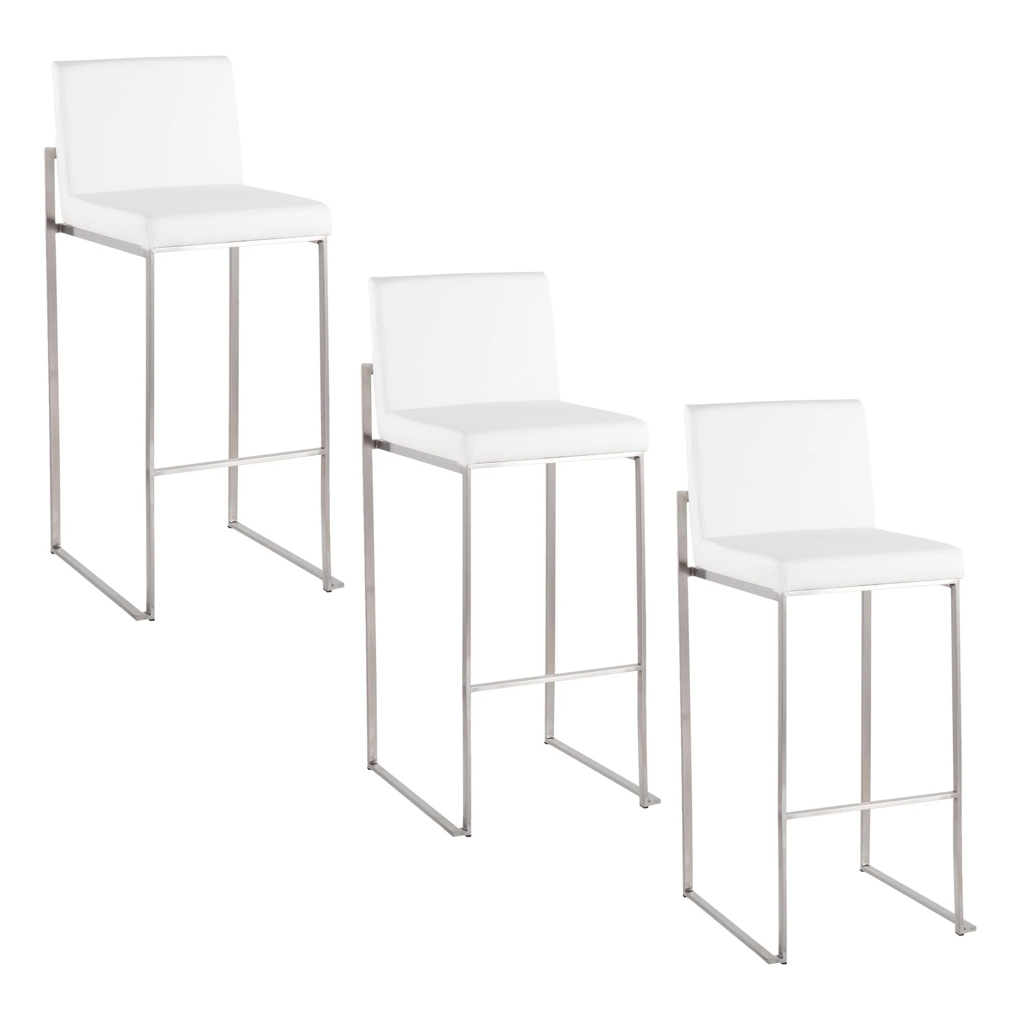Fuji High Back 30" Fixed-Height Barstool - Set of 3 By LumiSource - B30-FUJIHBPU SSGY3 - Image 13