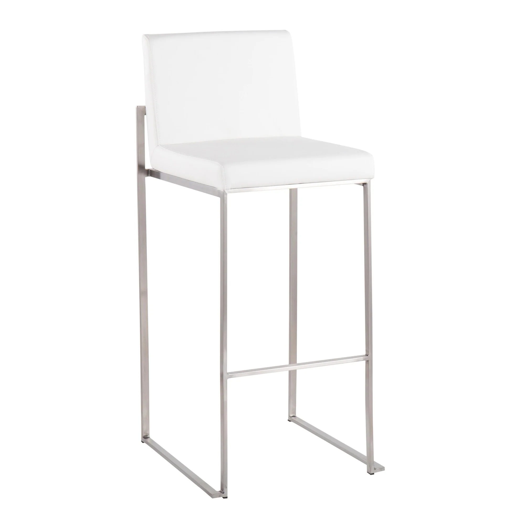 Fuji High Back 30" Fixed-Height Barstool - Set of 3 By LumiSource - B30-FUJIHBPU SSGY3 - Image 14