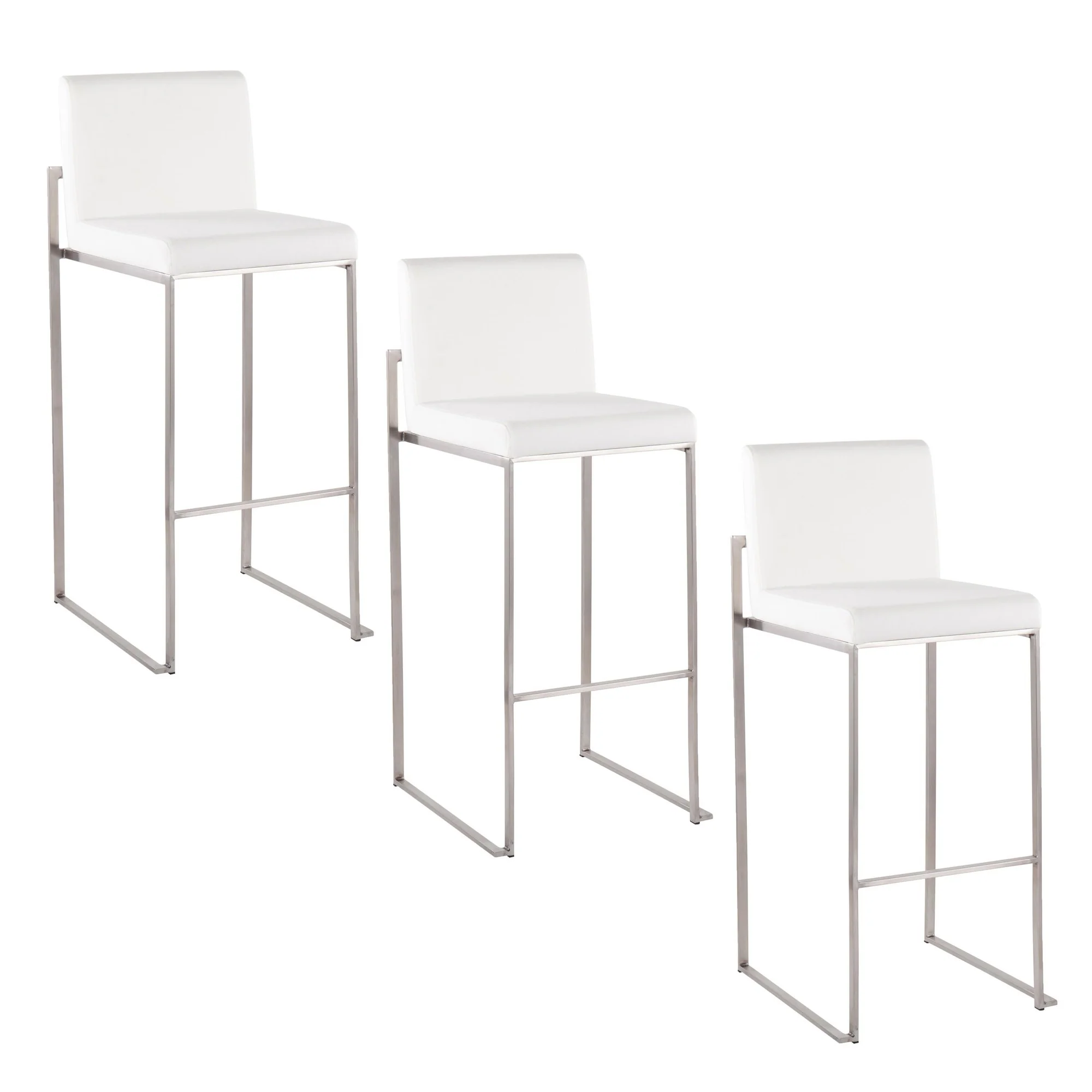 Fuji High Back 30" Fixed-Height Barstool - Set of 3 By LumiSource - B30-FUJIHBV SSW3 - Image 2