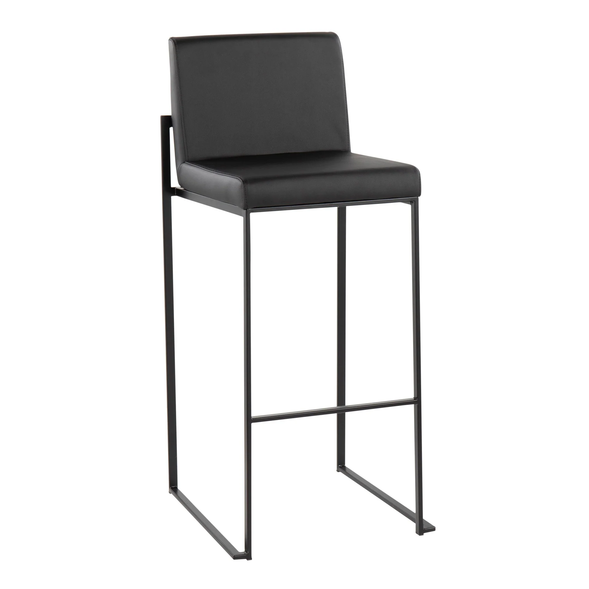 Fuji High Back Barstool - Set of 2 Gold Steel, Black PU By LumiSource - Image 10
