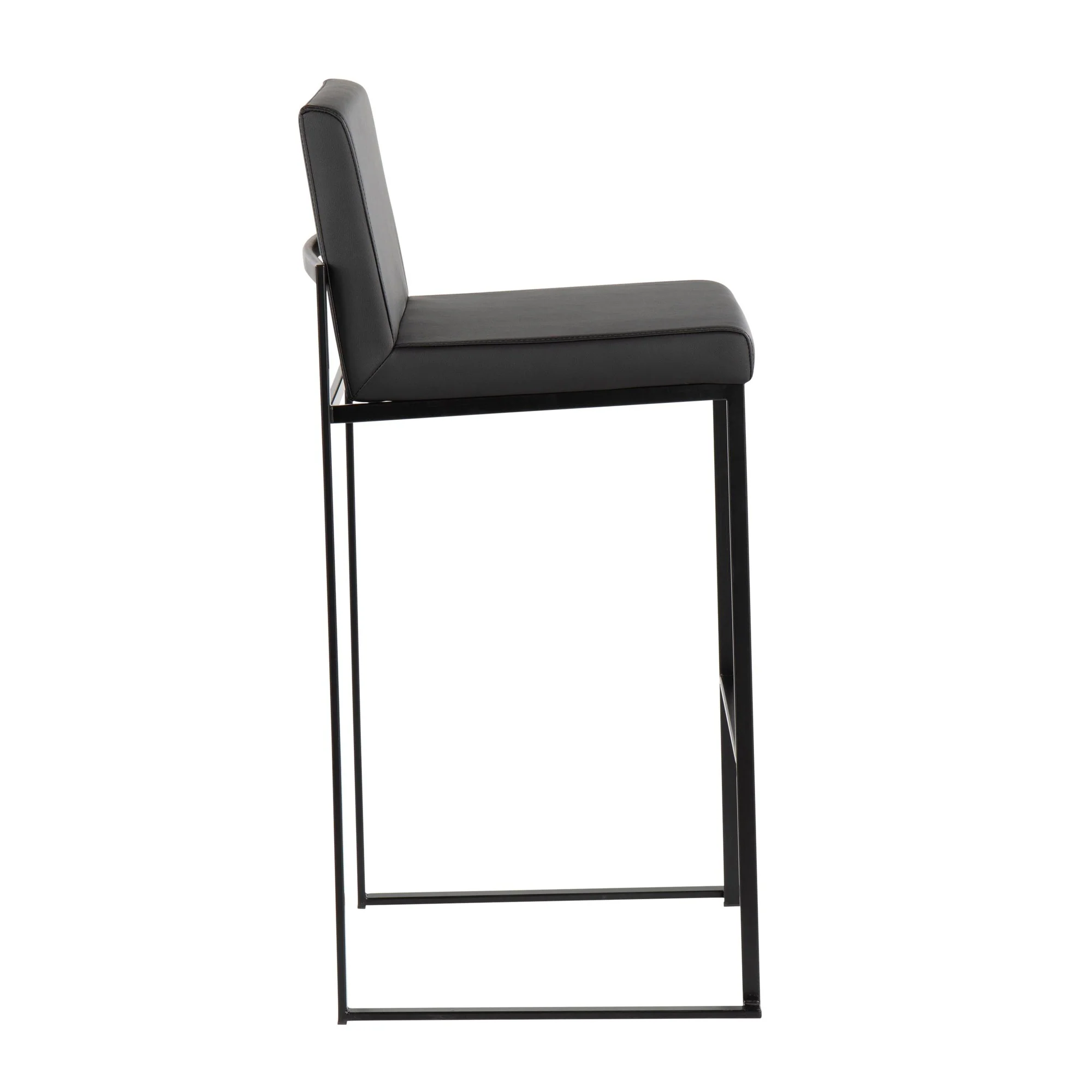 Fuji High Back Barstool - Set of 2 Gold Steel, Black PU By LumiSource - Image 11